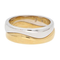 Vintage Puzzle Band Ring Set in 18k Yellow and White Gold