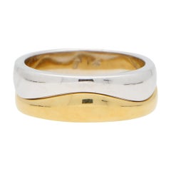 Vintage Puzzle Band Ring Set in 18k Yellow and White Gold