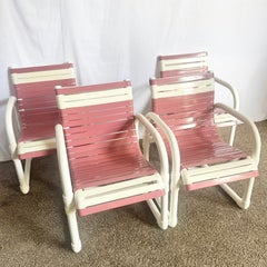 Vintage PVC Pipe Pink and White Out Door Dining Chairs