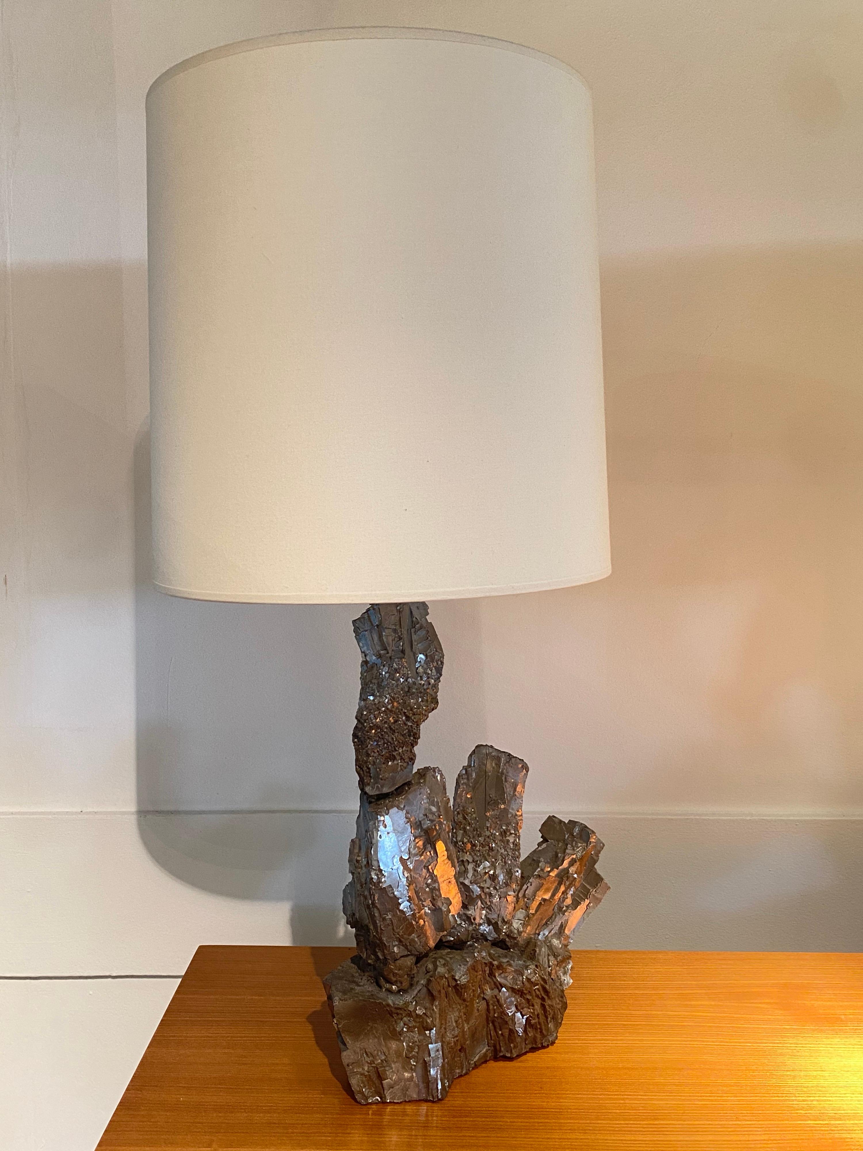 Mid-Century Modern Vintage Pyrite Rock Lamp