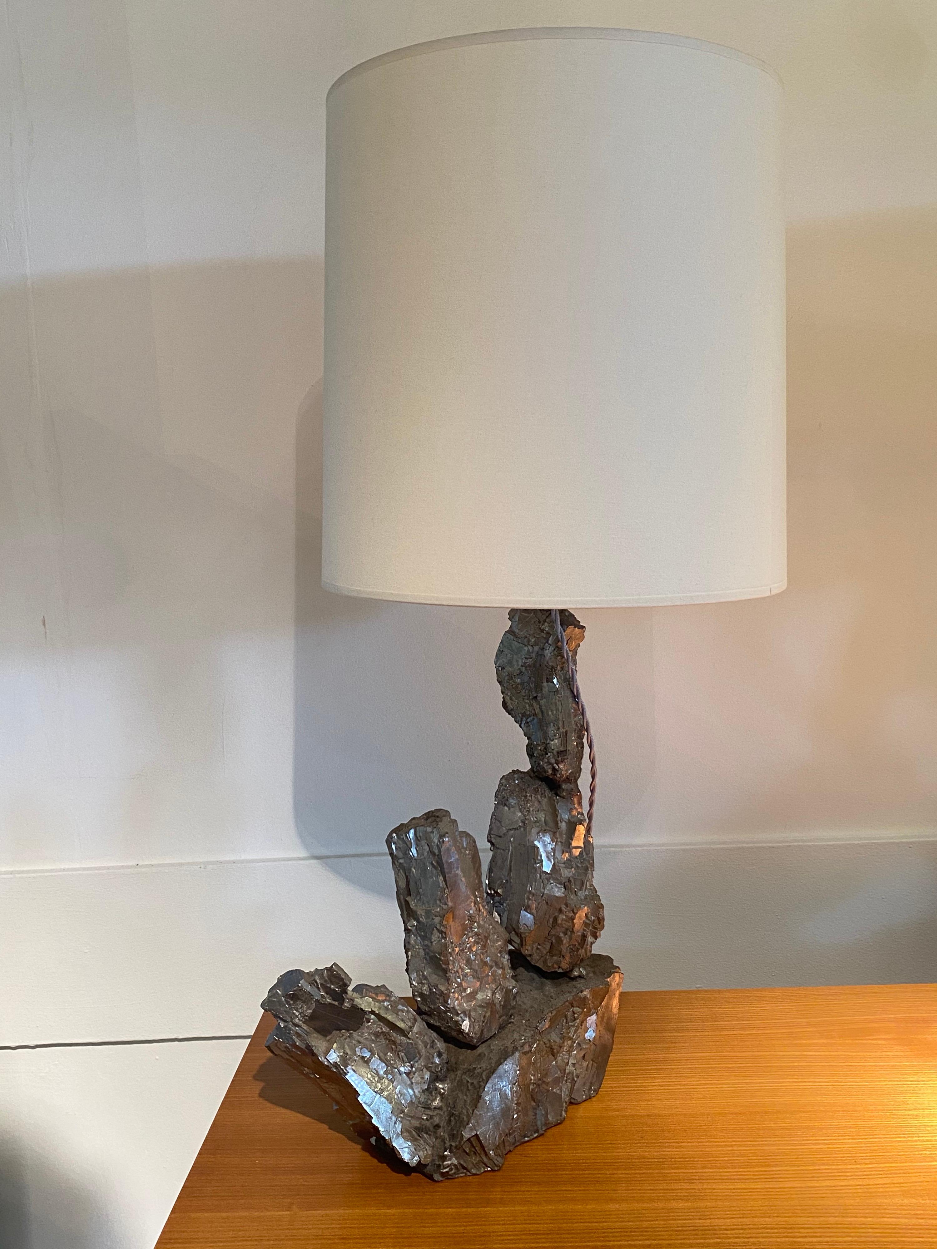 French Vintage Pyrite Rock Lamp