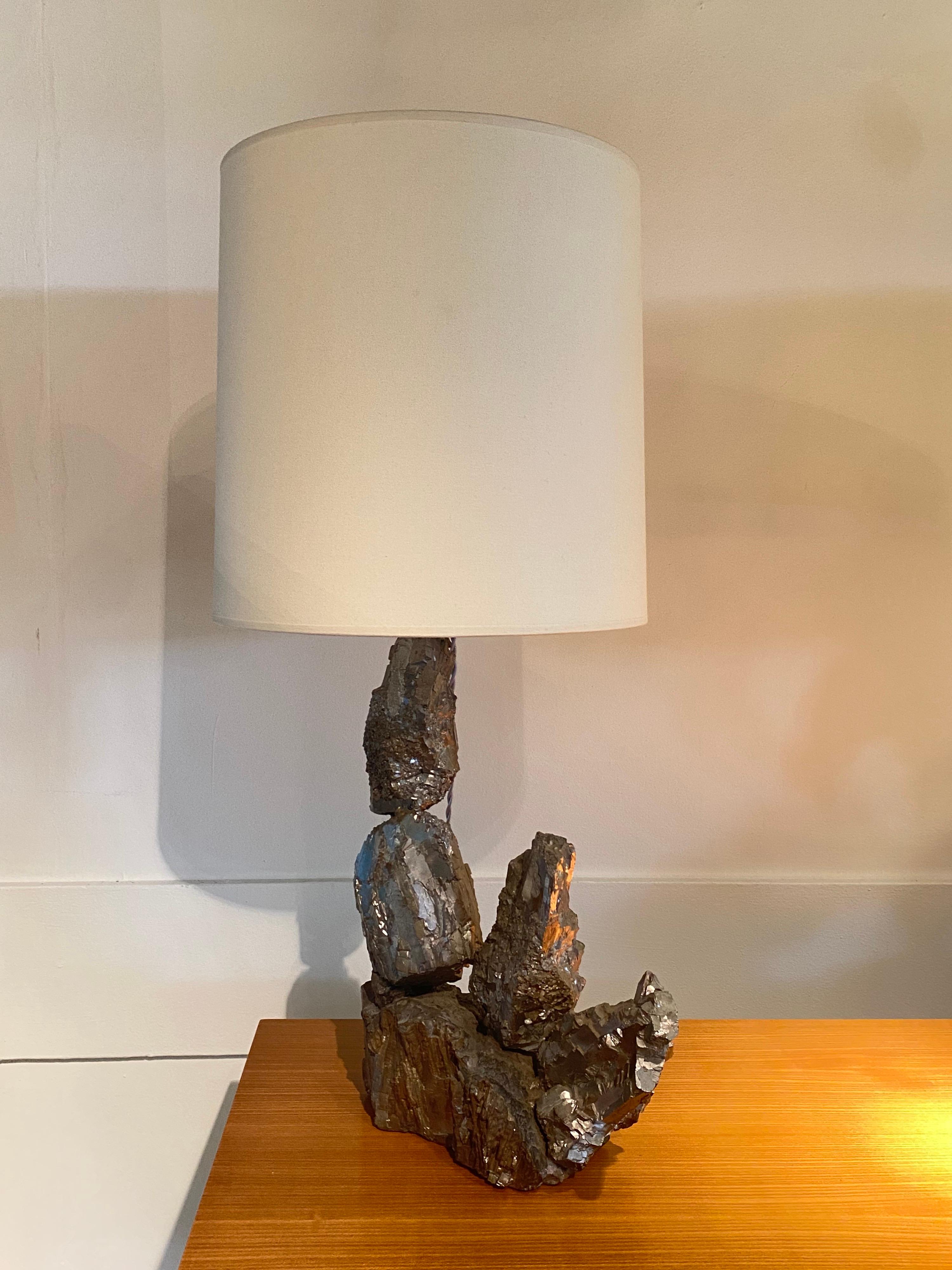 Vintage Pyrite Rock Lamp In Good Condition In Saint-Ouen, FR