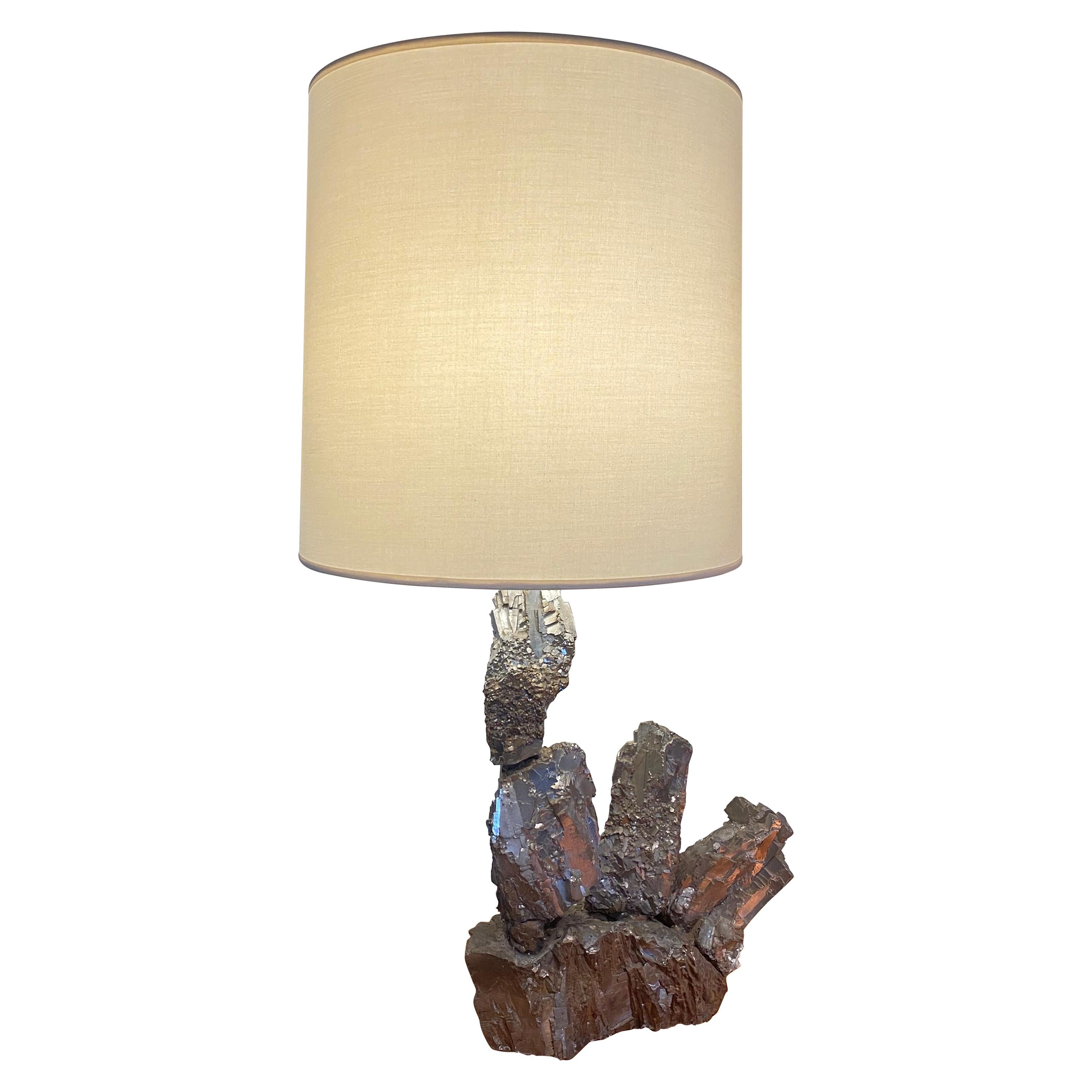 Vintage Pyrite Rock Lamp