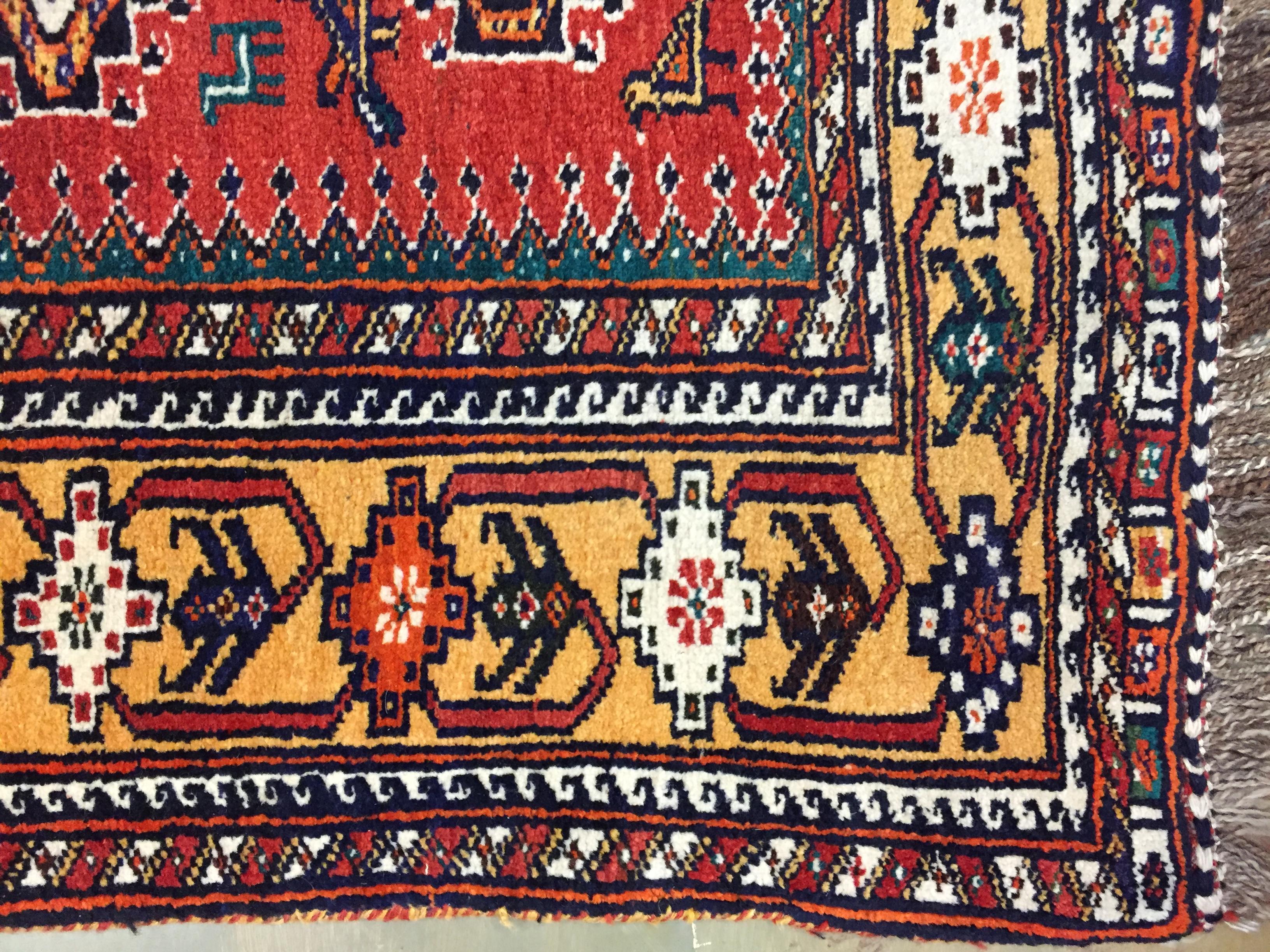 Vintage Qashgai Pictorial Runner  3'3 x 12'2 For Sale 4