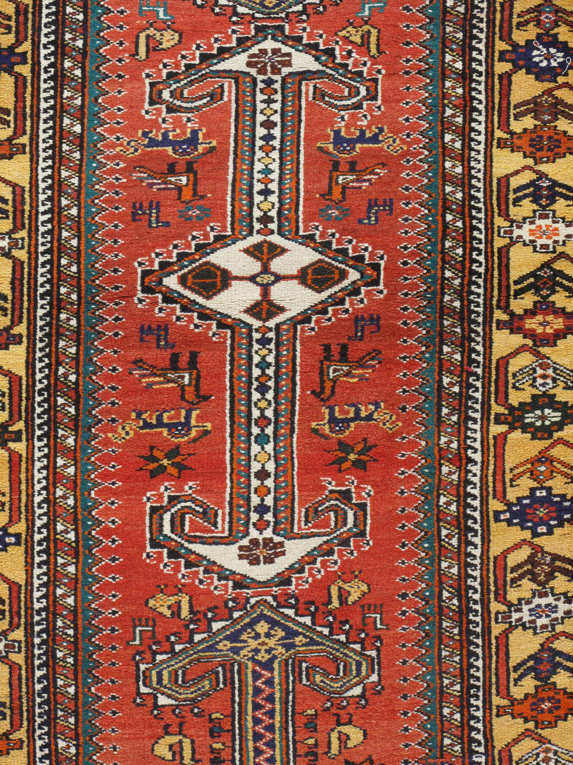 Persian Vintage Qashgai Pictorial Runner  3'3 x 12'2 For Sale