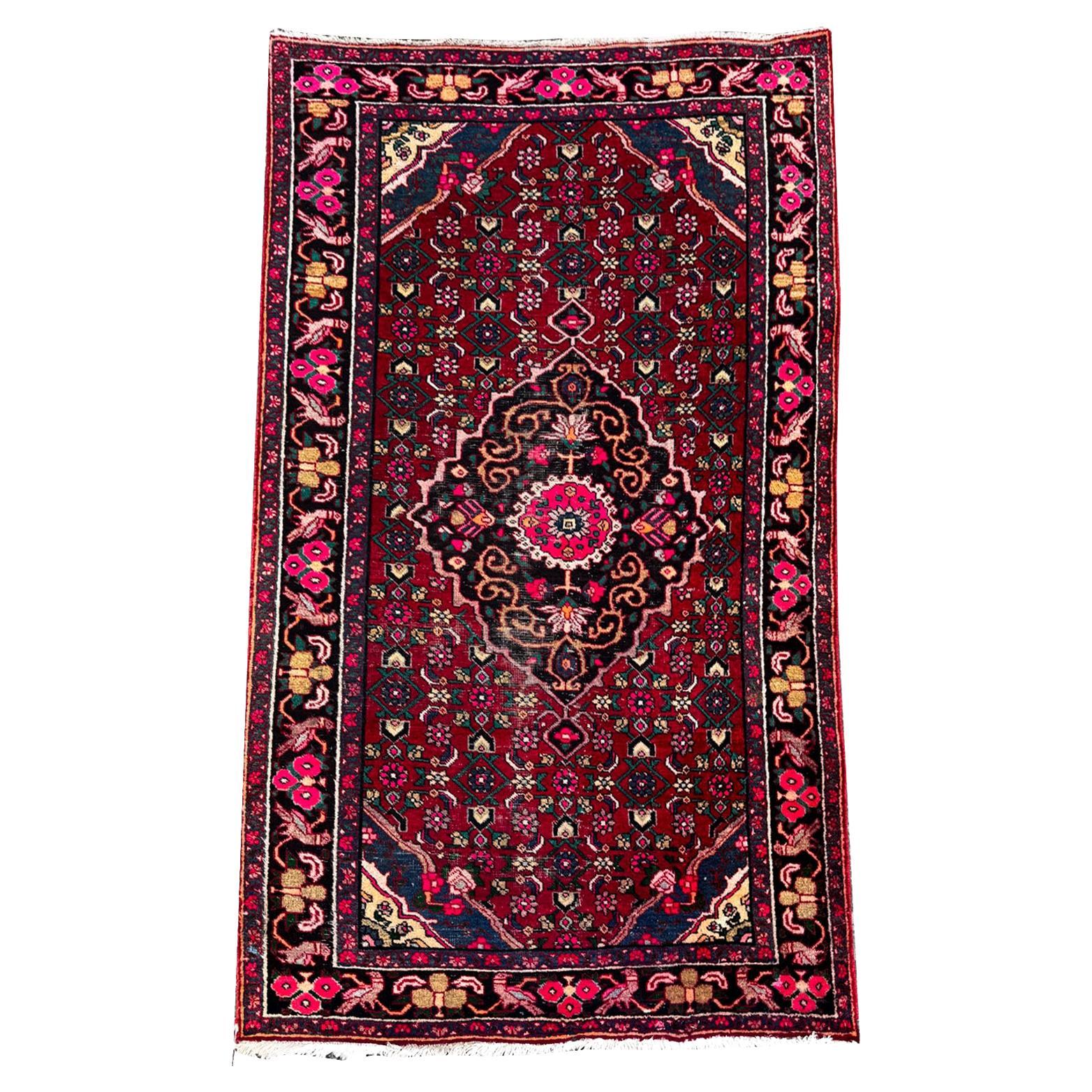 Tapis persan vintage Qashqai 100 % laine 205 x 122 cm 20ème siècle