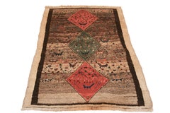 Vintage Qashqa'i Gabbeh Rug with Polychrome Diamonds
