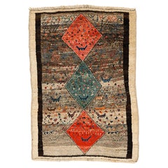 Vintage Qashqa'i Gabbeh Rug with Polychrome Diamonds
