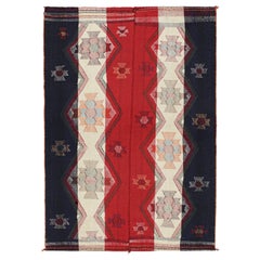 Vintage Qashqai Jajim Persian Kilim in Red, White & Blue by Rug & Kilim
