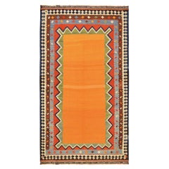 Vintage Gaschgai Kilim Teppich - Handgewebt Vivid Safran Südpersisch Antike Wolle