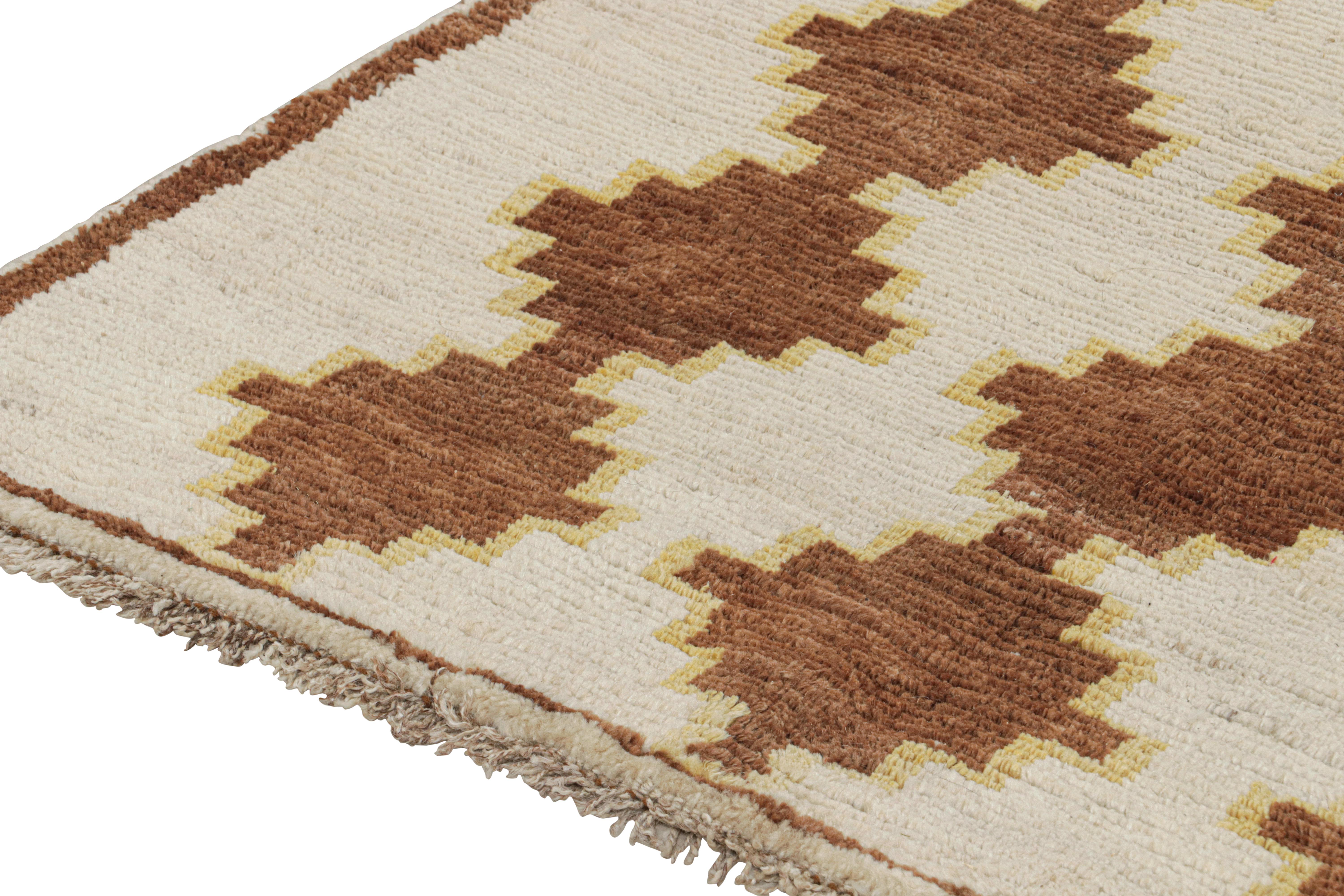 Vintage Qashqai Persian Gabbeh Rug in Beige with Brown Pattern by Rug & Kilim In Good Condition For Sale In Long Island City, NY