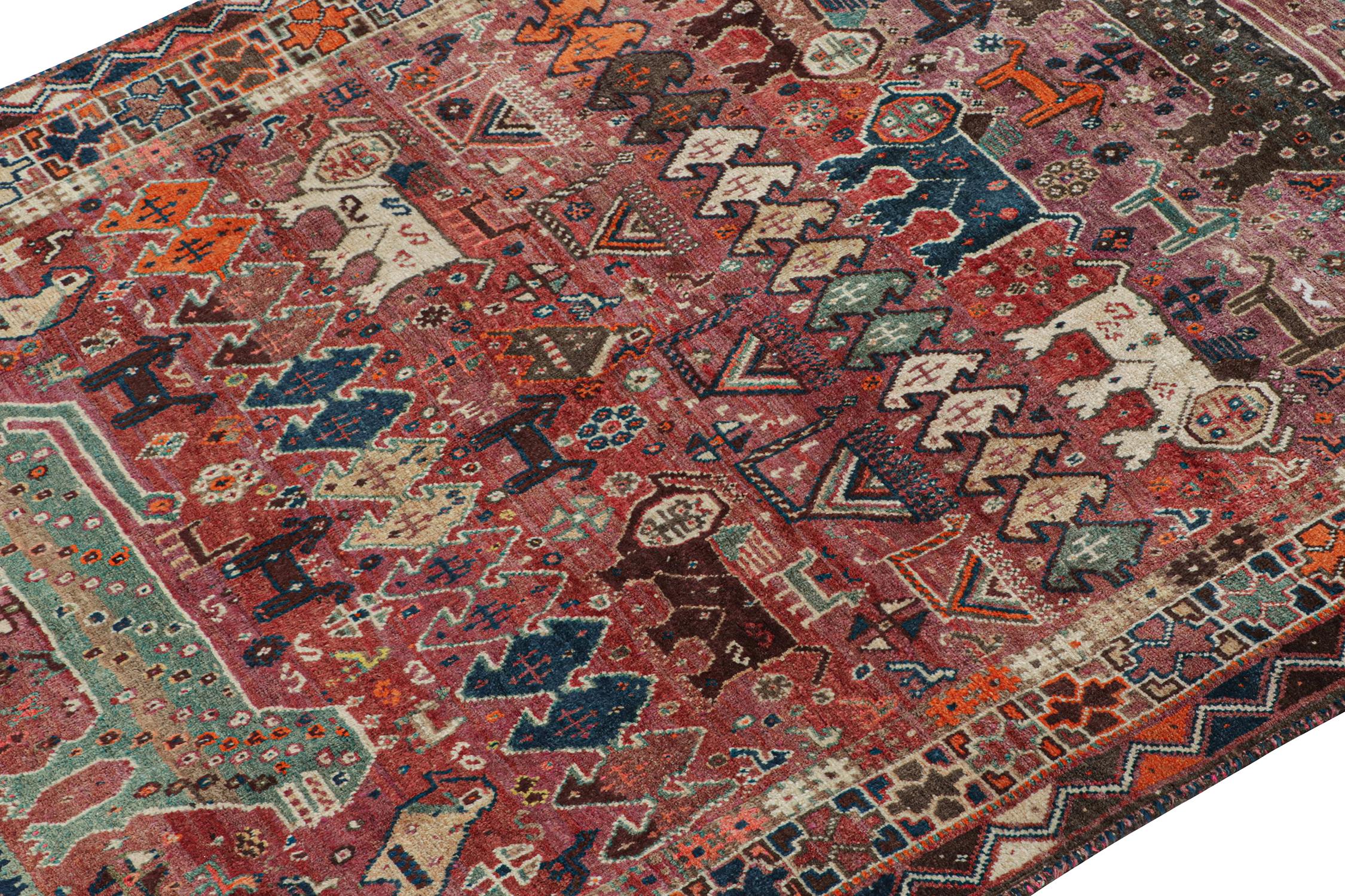 Tribal Vintage Qashqai Persian Gabbeh Rug with Animal Pictorials, from Rug & Kilim For Sale