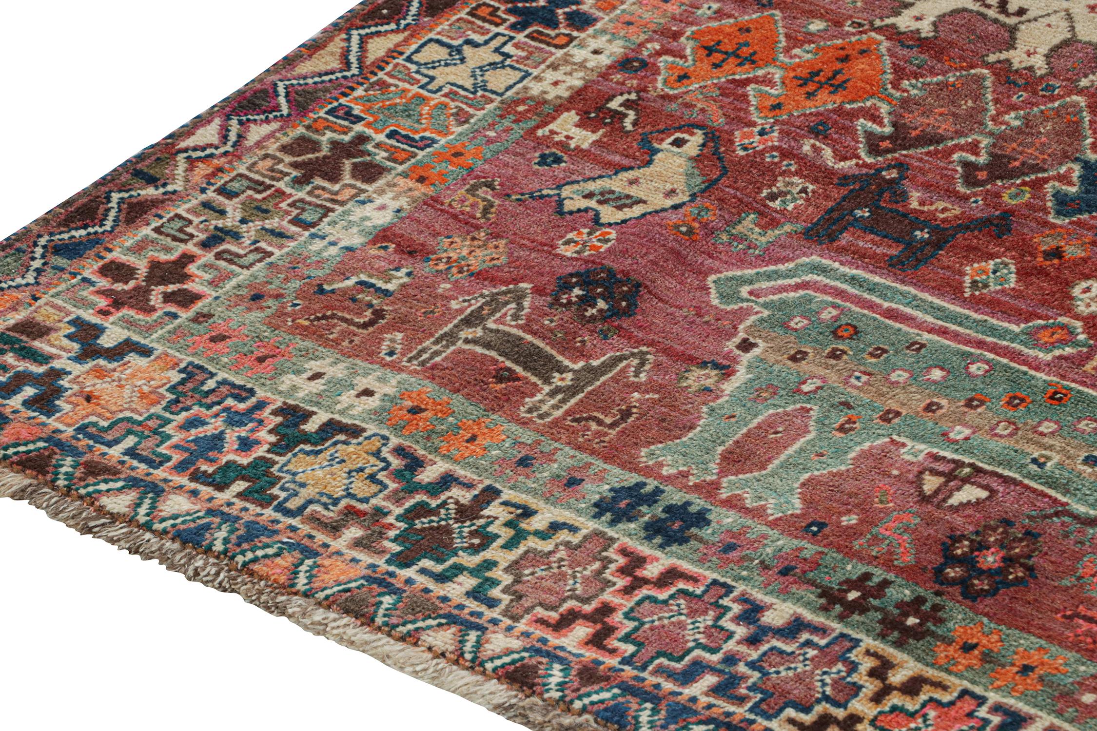 Hand-Knotted Vintage Qashqai Persian Gabbeh Rug with Animal Pictorials, from Rug & Kilim For Sale