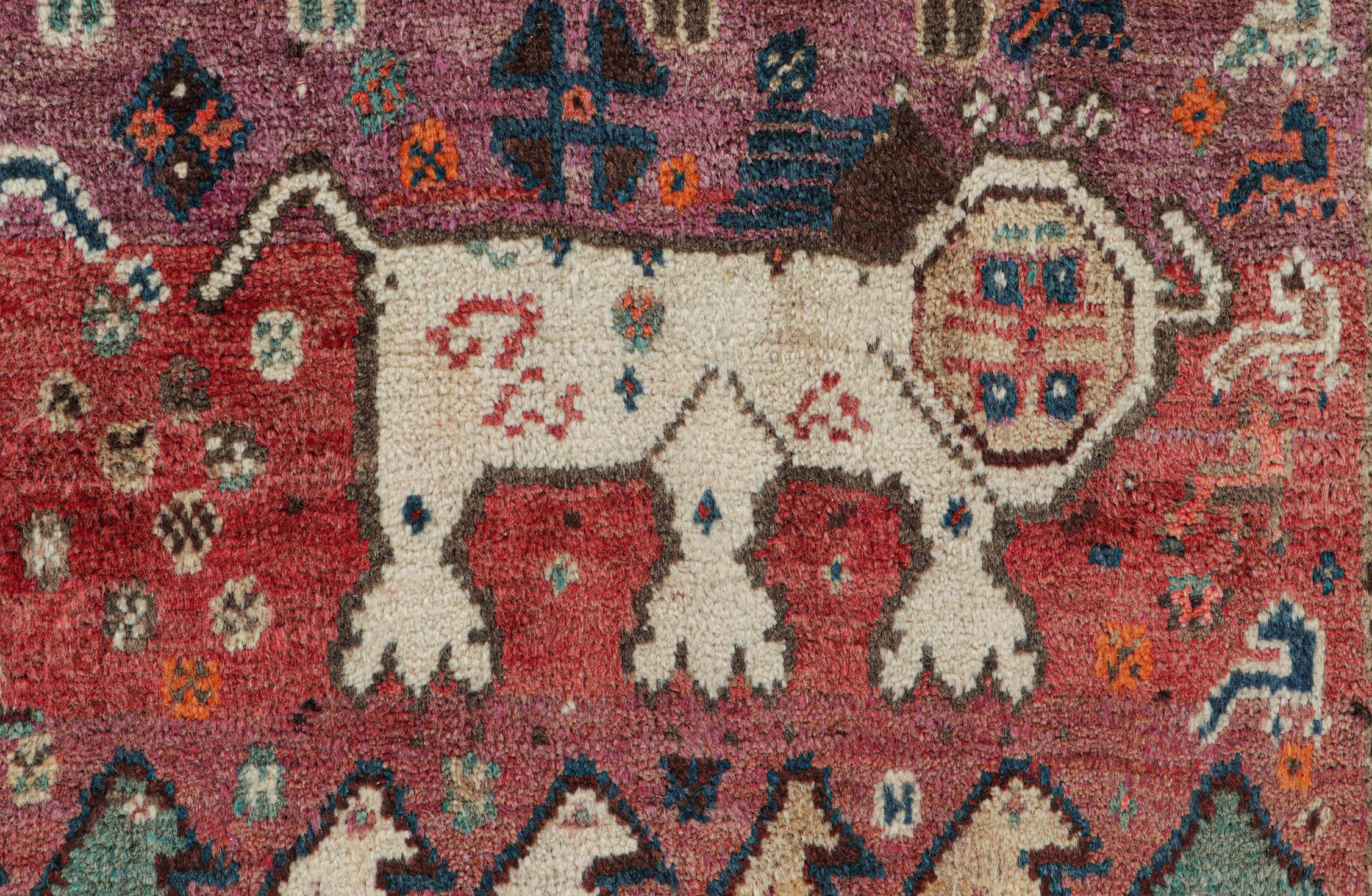 Vintage Qashqai Persian Gabbeh Rug with Animal Pictorials, from Rug & Kilim In Good Condition For Sale In Long Island City, NY