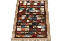 Vintage Qashqai Persian Gabbeh Rug with Vibrant Geometric Pattern