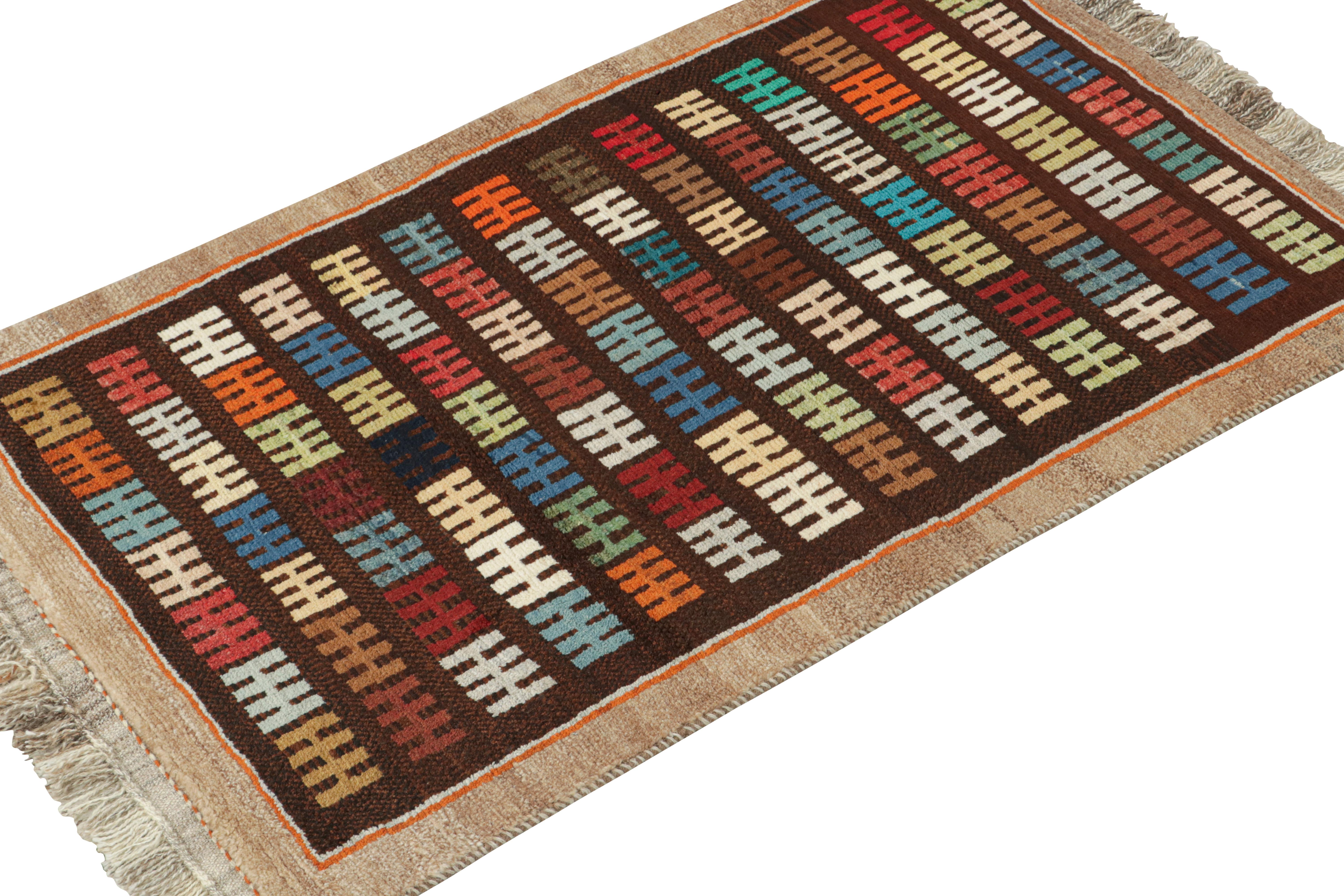 Tribal Vintage Qashqai Persian Gabbeh Rug with Vibrant Geometric Pattern For Sale