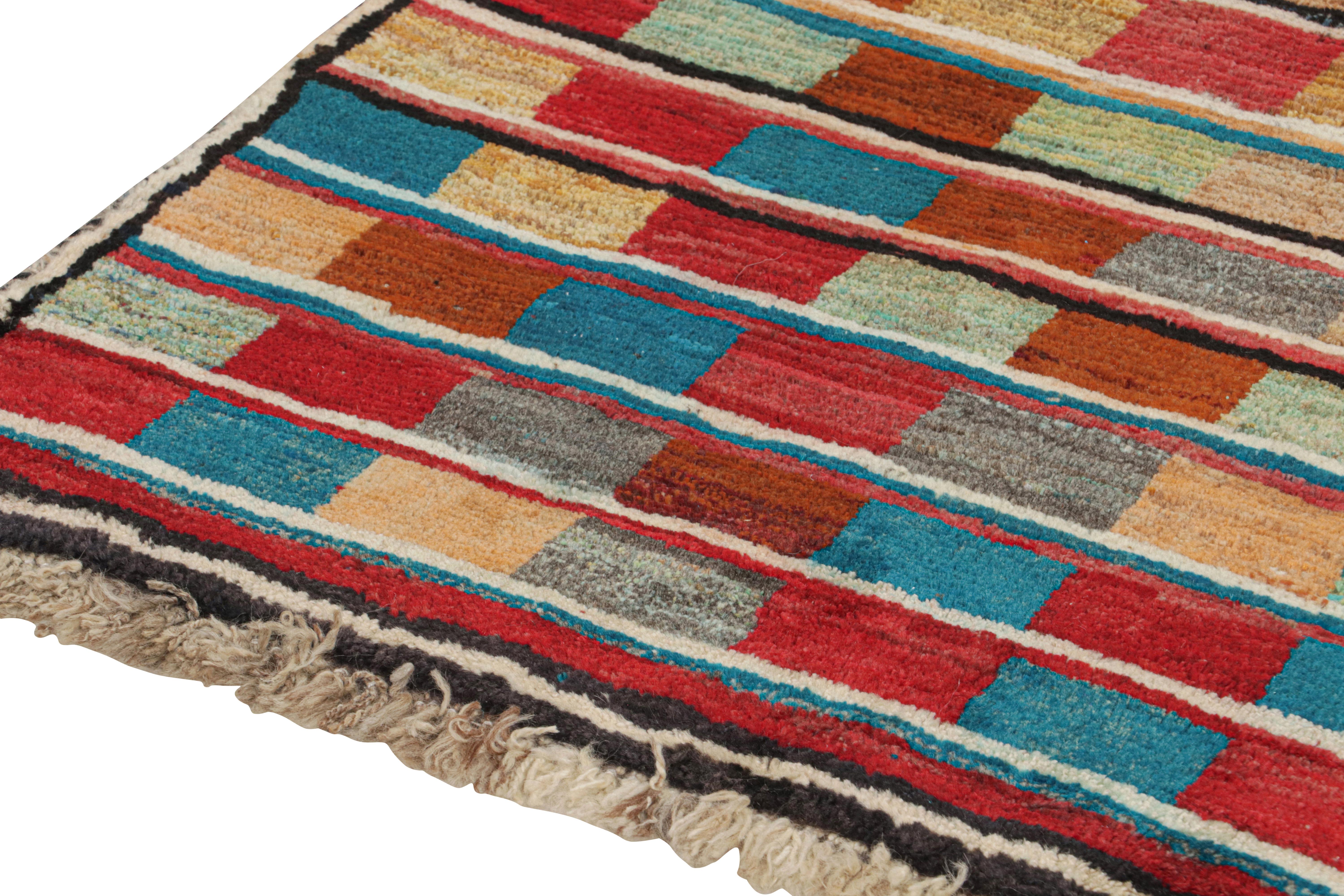 Vintage Qashqai Persian Gabbeh runner in Polychromatic Patterns by Rug & Kilim In Good Condition For Sale In Long Island City, NY