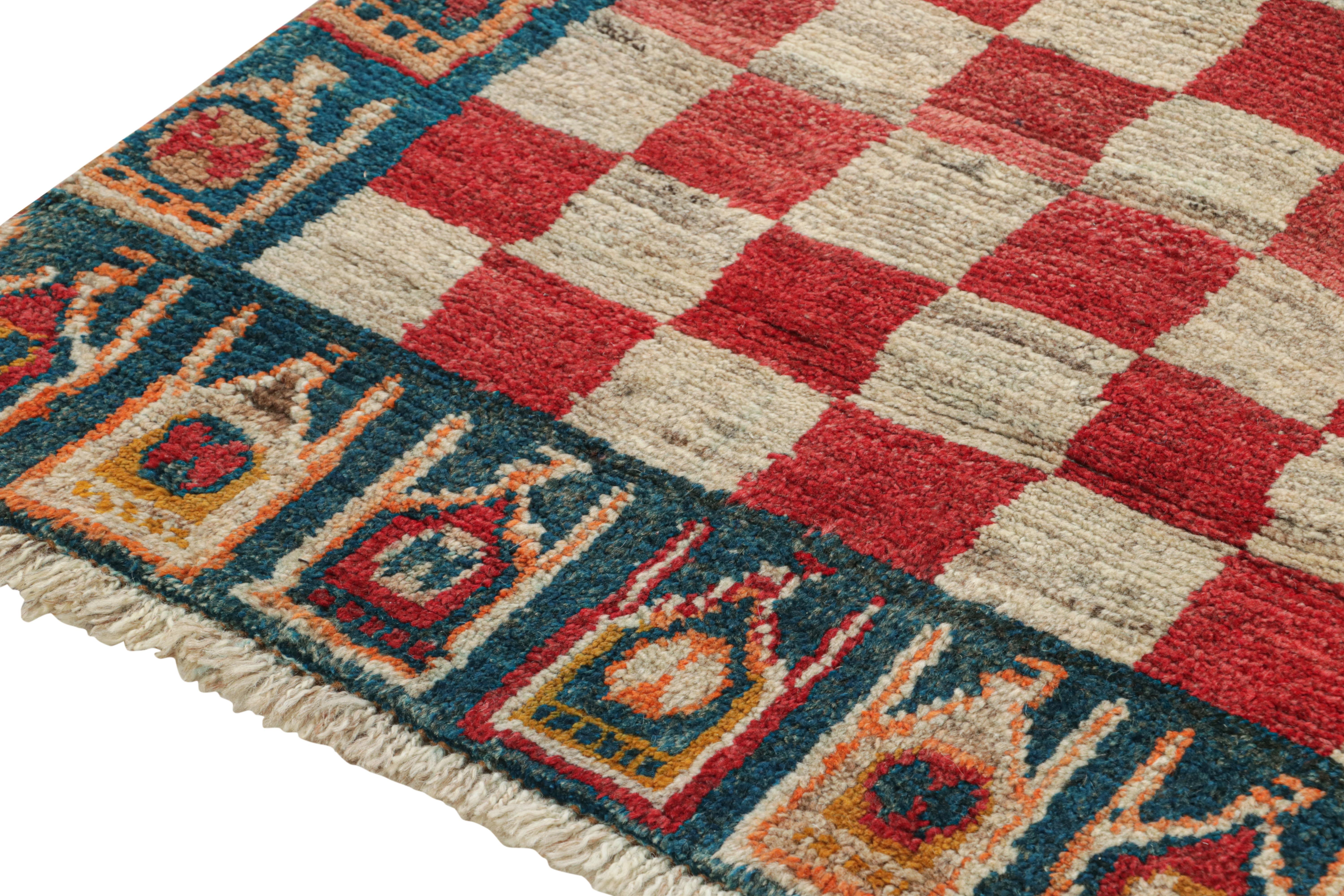 Vintage Qashqai Persian Gabbeh Runner with Checkerboard Pattern by Rug & Kilim In Good Condition For Sale In Long Island City, NY