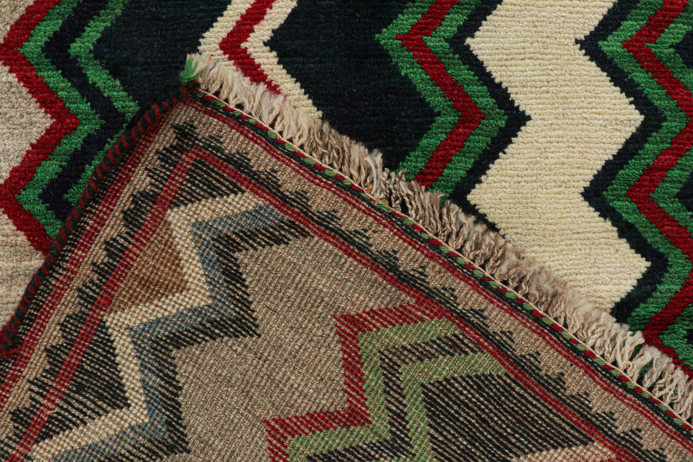 Wool Vintage Qashqai Persian Gabbeh Runner with Chevron Patterns by Rug & Kilim For Sale
