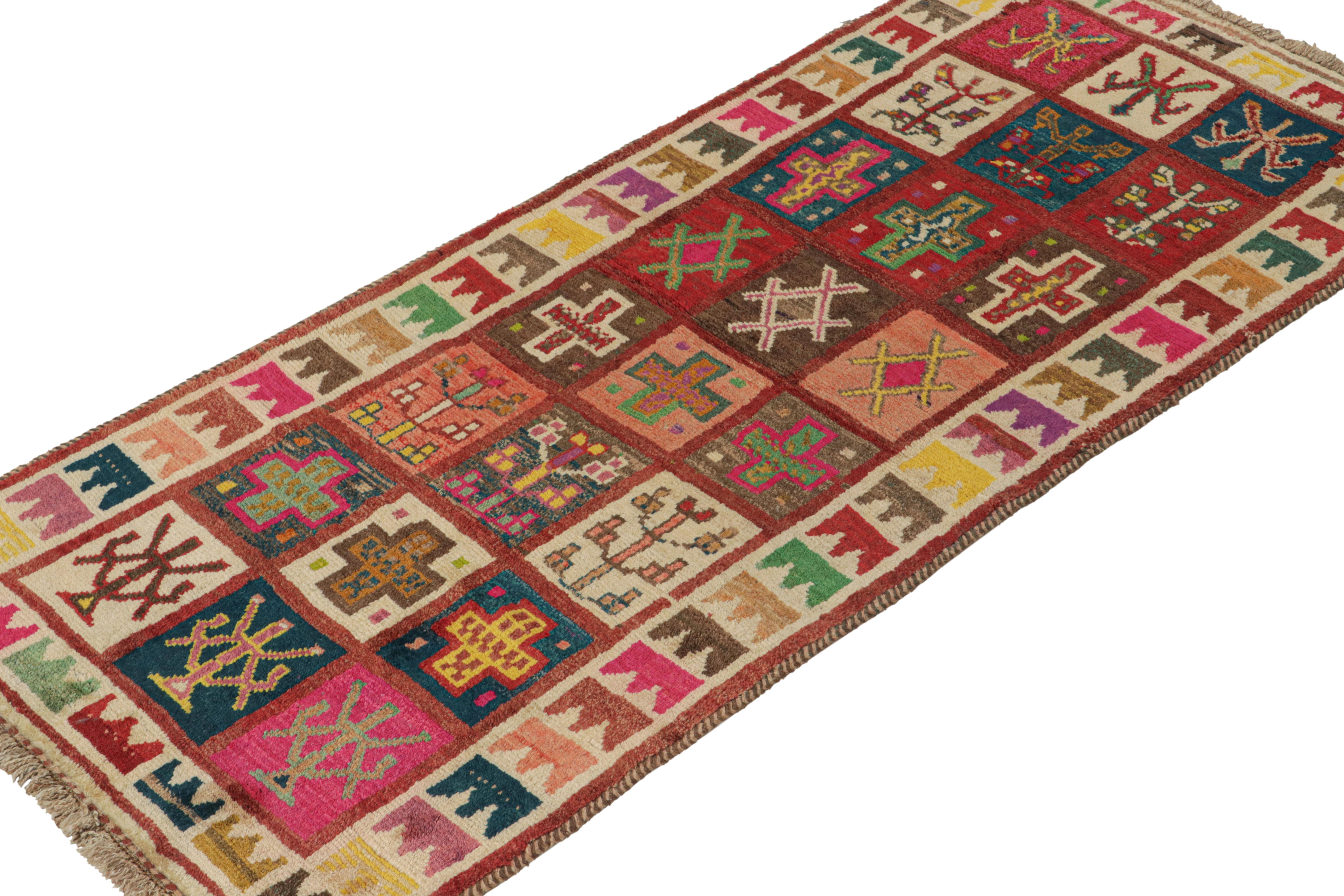 Tribal Vintage Qashqai Persian Gabbeh Runner with Geometric Patterns by Rug & Kilim For Sale