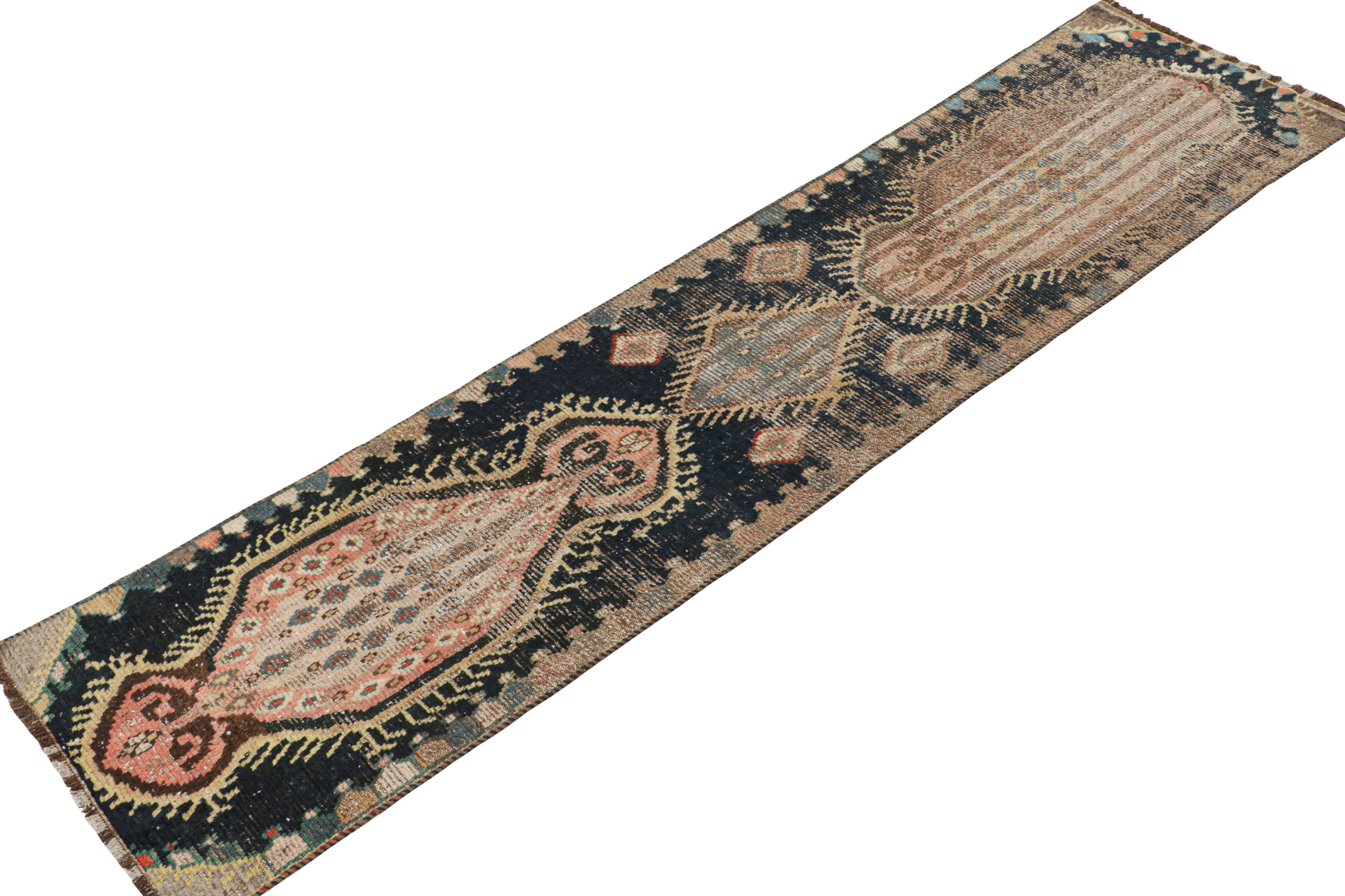 Tribal Vintage Qashqai Persian Gabbeh Runner with Medallion Patterns For Sale