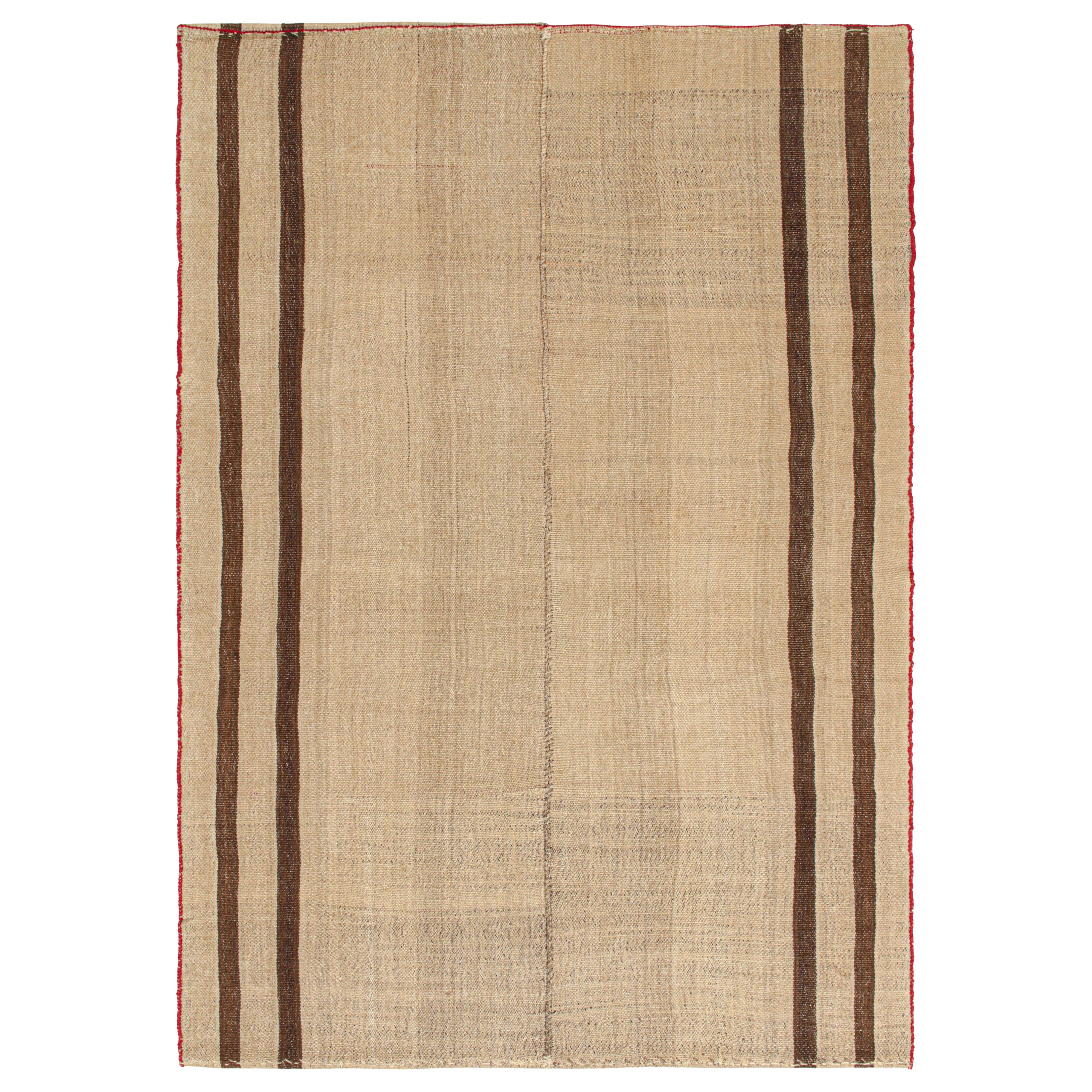 Qashqai Persischer Jajim-Kelim in Beige mit braunen Streifen von Teppich & Kilim
