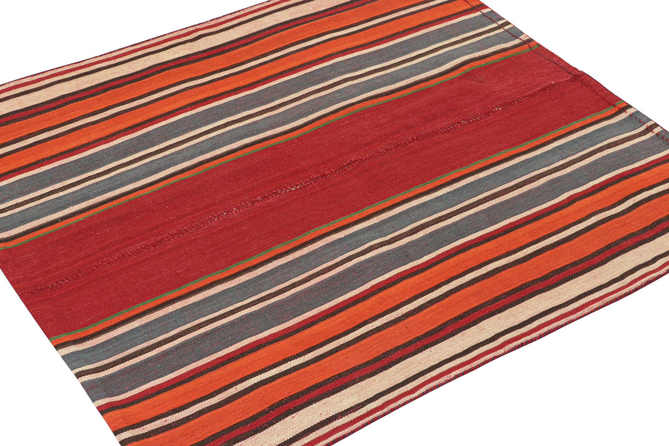 Tribal Vintage Qashqai Persian Jajim Kilim in with Multicolor Stripes by Rug & Kilim For Sale