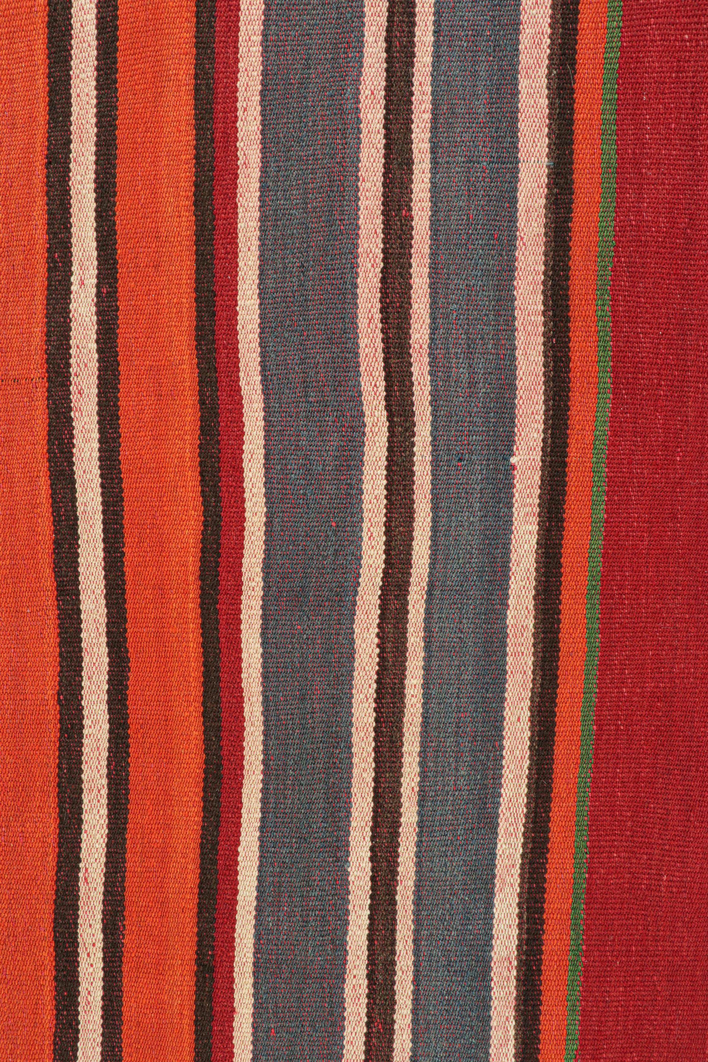 Mid-20th Century Vintage Qashqai Persian Jajim Kilim in with Multicolor Stripes by Rug & Kilim For Sale