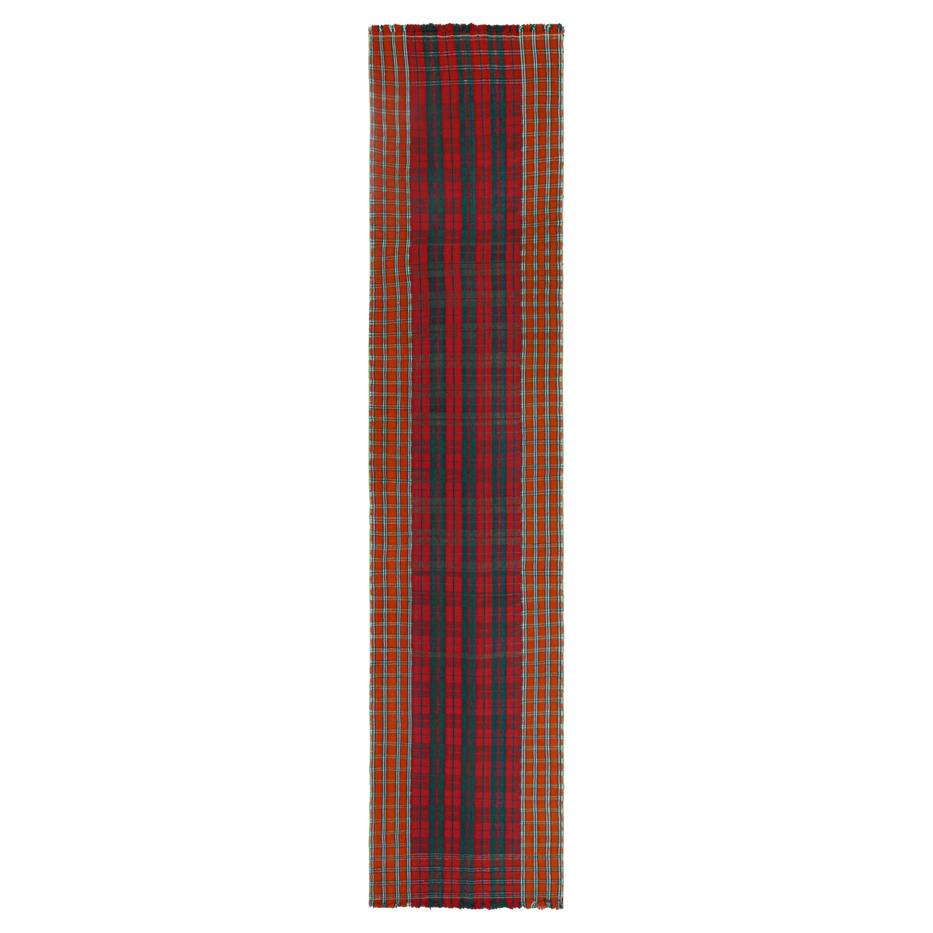 Vintage Qashqai Persian Kilim Extra-Long Runner in Plaid Stripes by Rug & Kilim in vendita