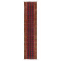 Vintage Qashqai Persian Kilim Extra-Long Runner in Plaid Stripes by Rug & Kilim