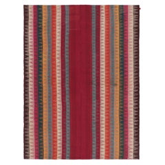 Vintage Qashqai Persian Kilim in Red, Orange, and Blue Tones - Rug & Kilim