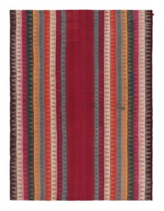 Kilim persiano vintage Qashqai nei toni del rosso, dell'arancio e del blu - Rug & Kilim