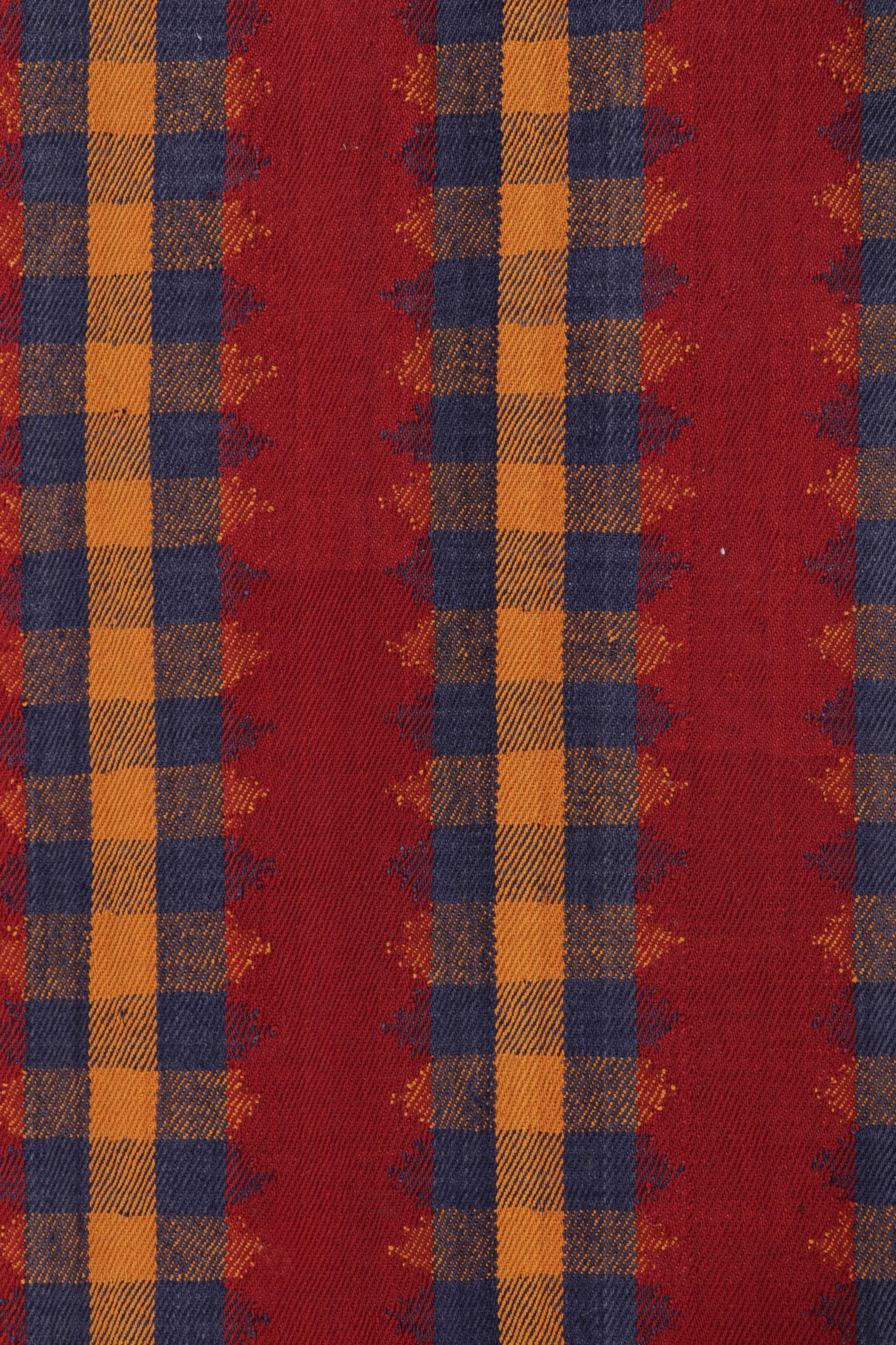Kilim persa vintage Qashqai rojo con rayas marrones azul marino - Rug & Kilim Tribal en venta