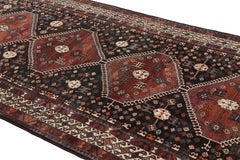 Vintage Qashqai Persian Runner Rug in Black with Medallions - Rug & Kilim