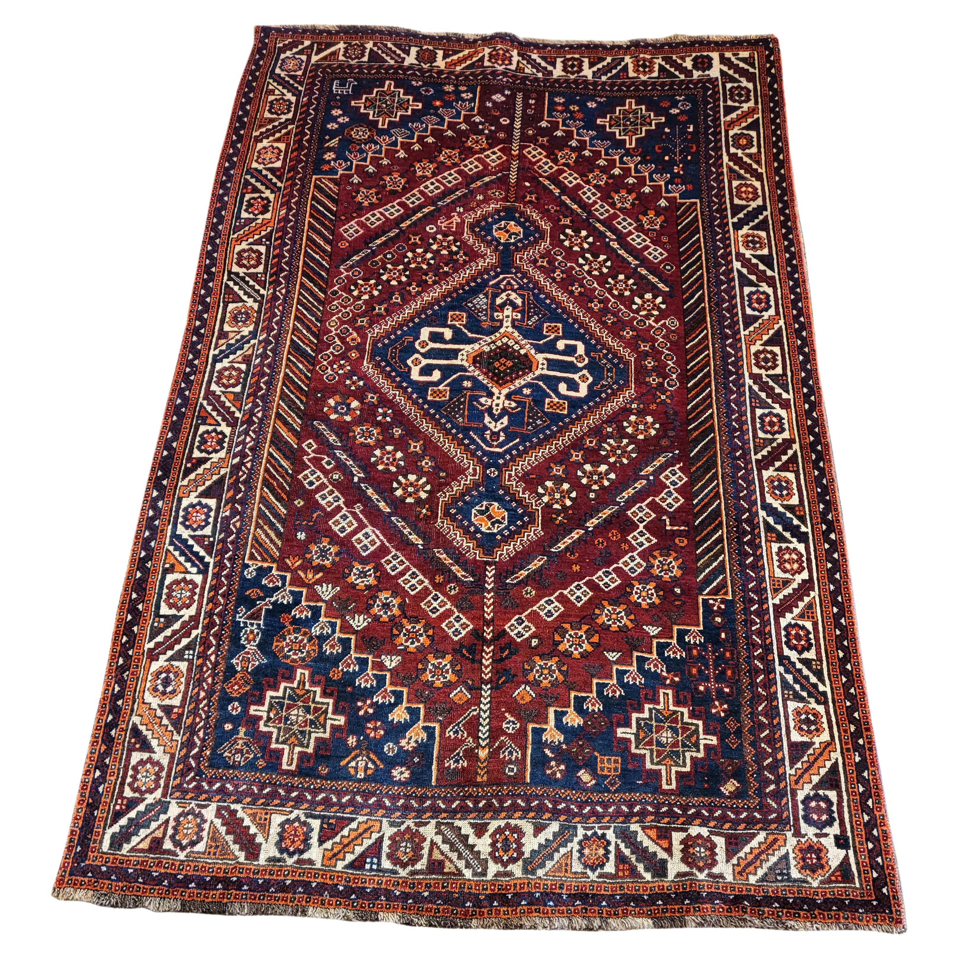 5'x7' Tapis persan antique Qashqai - Rahimi