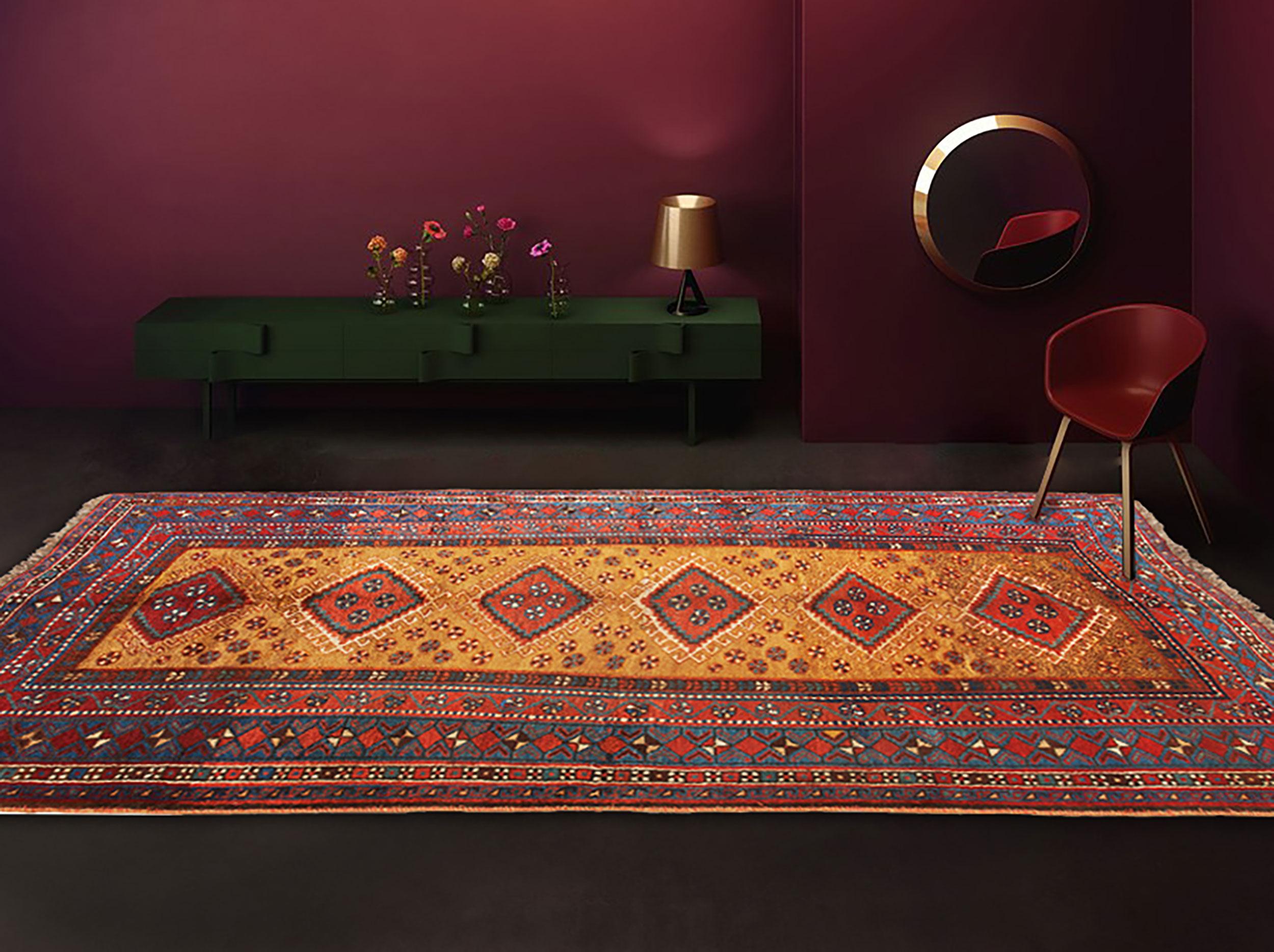Persiano Tappeto vintage Qashqai 268x122cm in vendita