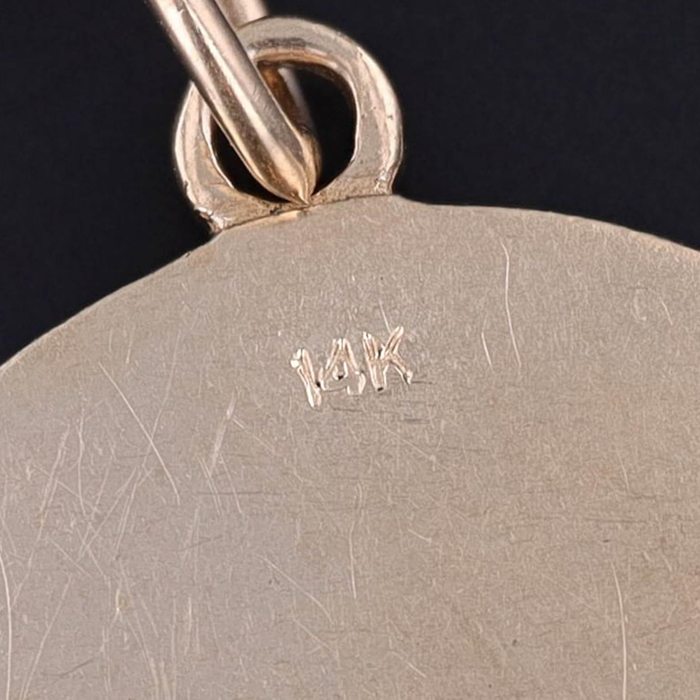 Vintage Qu' Hier Que Demain Pendant of 14k Gold In Good Condition For Sale In Lewisburg, PA