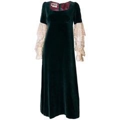 Retro Quad Green Velvet Gown