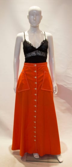 Vintage Quad Orange Long Skirt with Wonderful Pockets