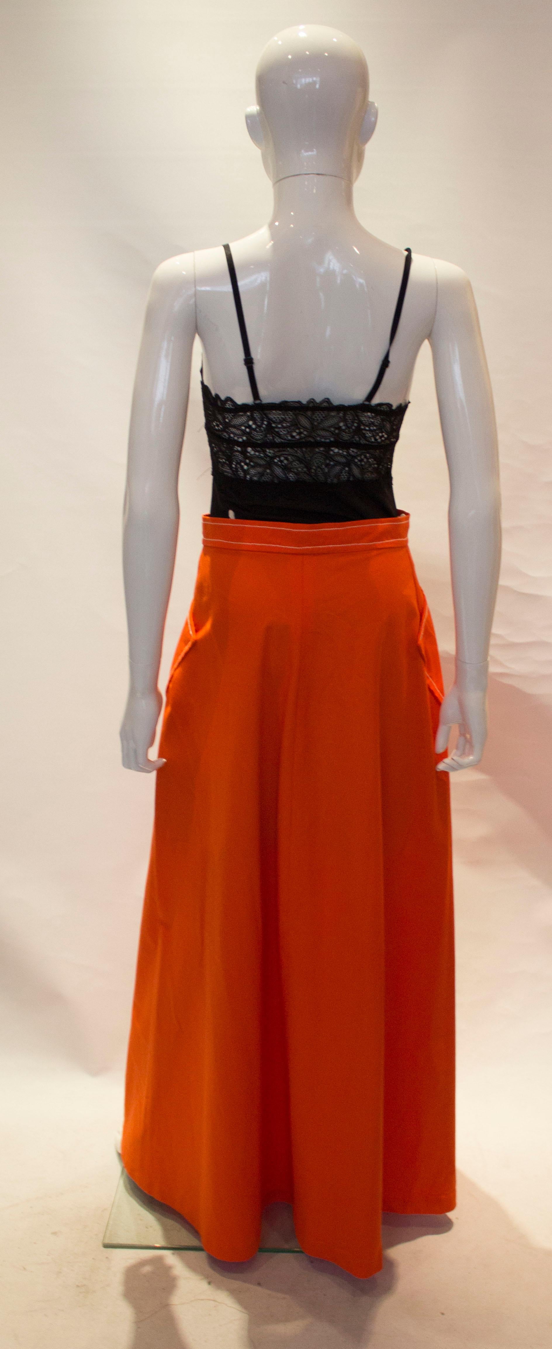 Vintage Quad Orange Long Skirt with Wonderful Pockets For Sale 2