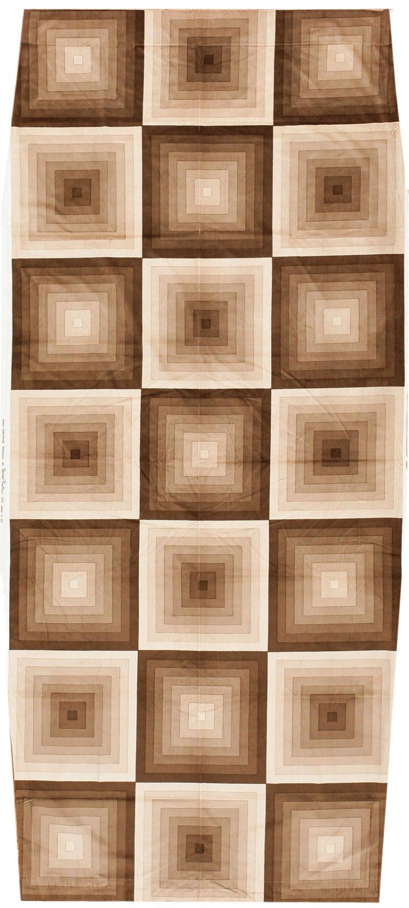 Scandinavian Modern Vintage “Quadrat” Verner Panton Textile in Tan 3'9