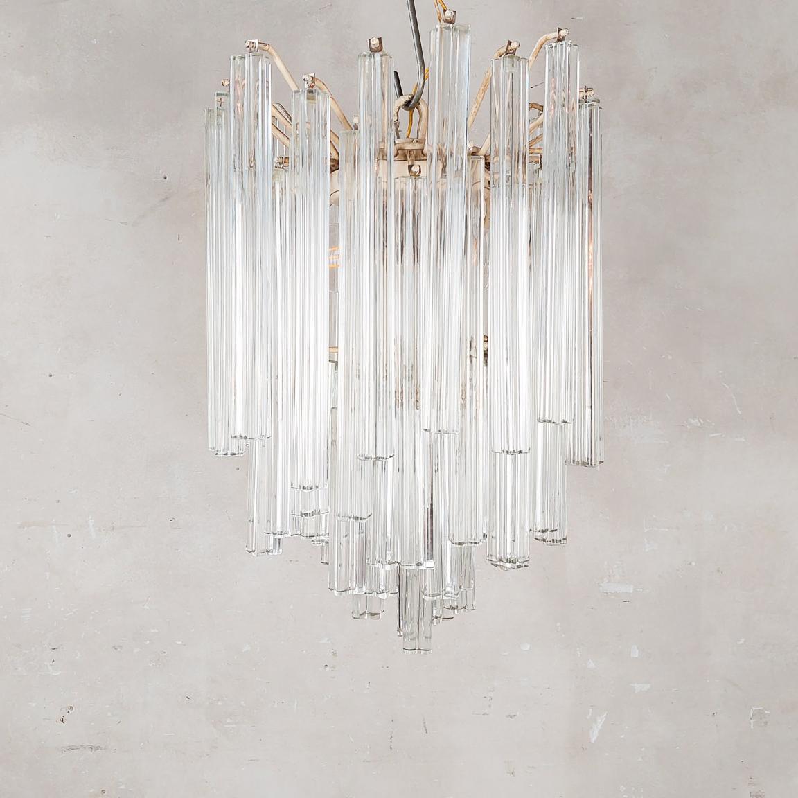 Mid-Century Modern Vintage Quadriedri Murano Glass Chandelier by Paolo Venini For Sale