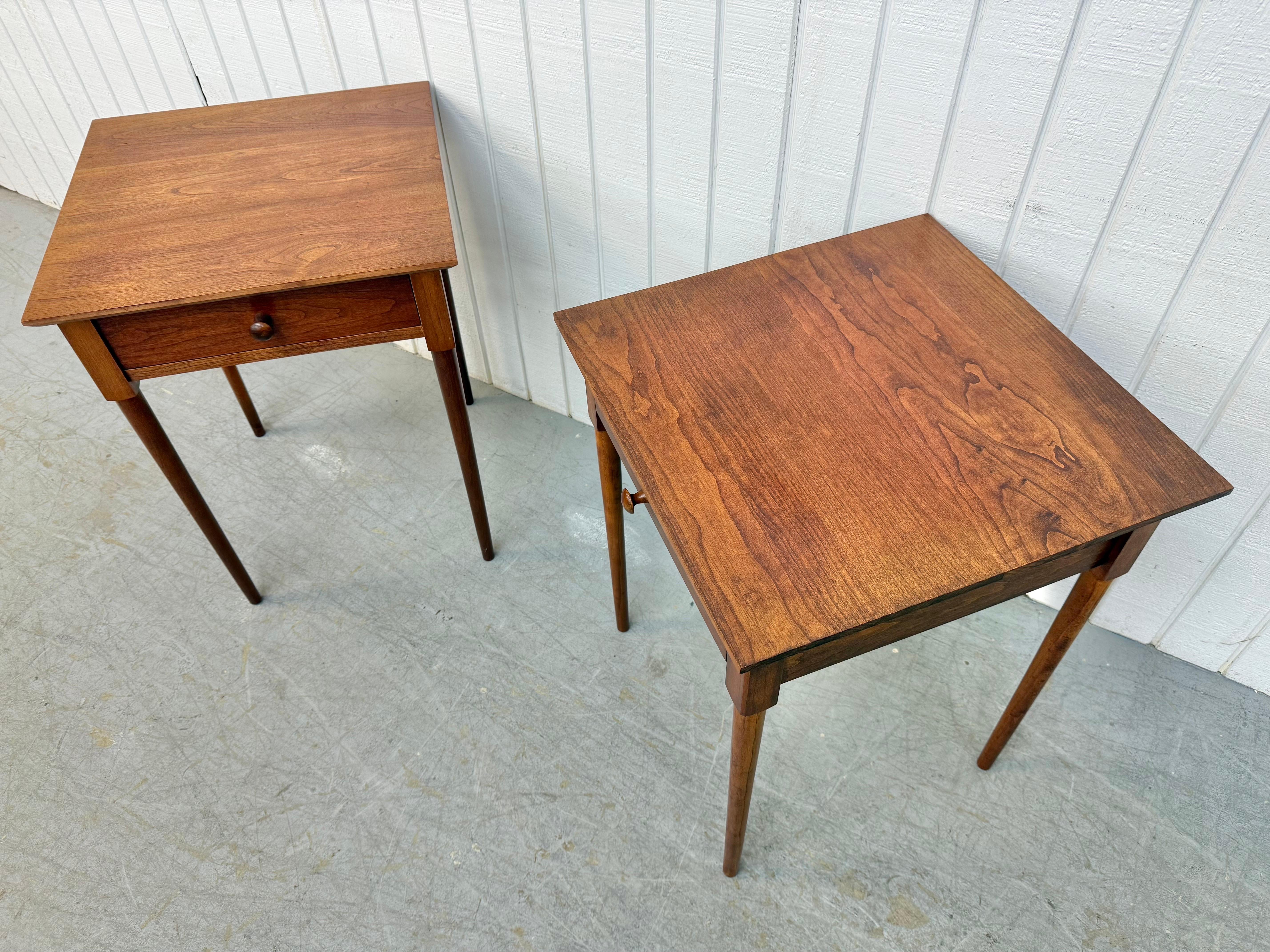 American Craftsman Vintage Quality Shaker Style Walnut Nightstands - Set of 2 For Sale