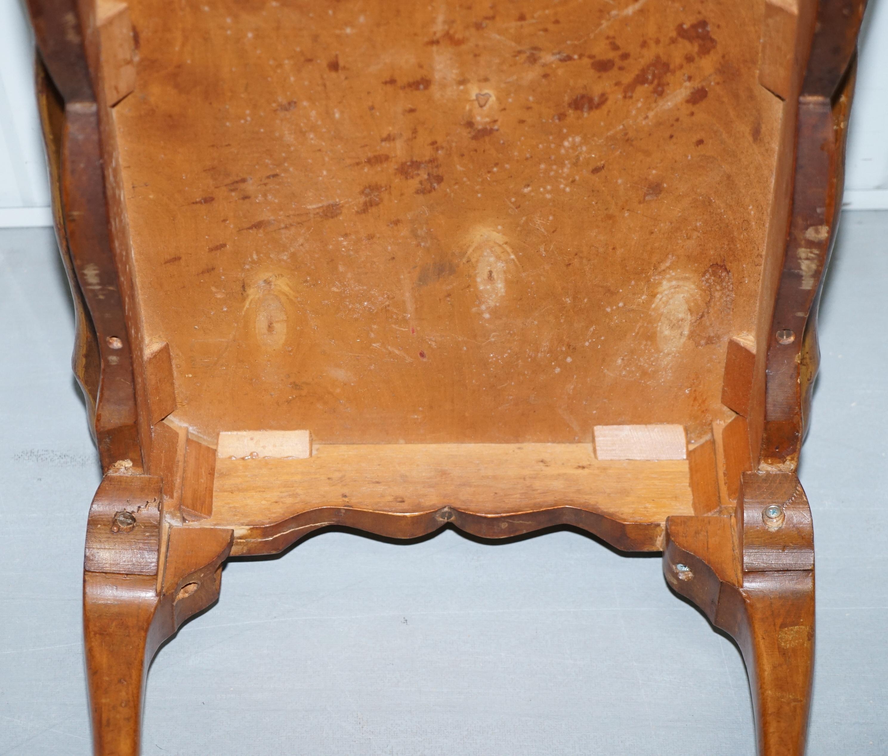 Vintage Quarter Burr Walnut Cut Coffee Table with Claw and Ball Cabriolet Legs 9
