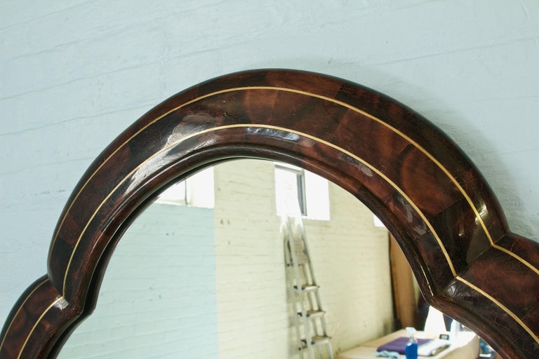 Vintage Quatrefoil Wall Mirror with Brass Inlay 1970s at 1stDibs