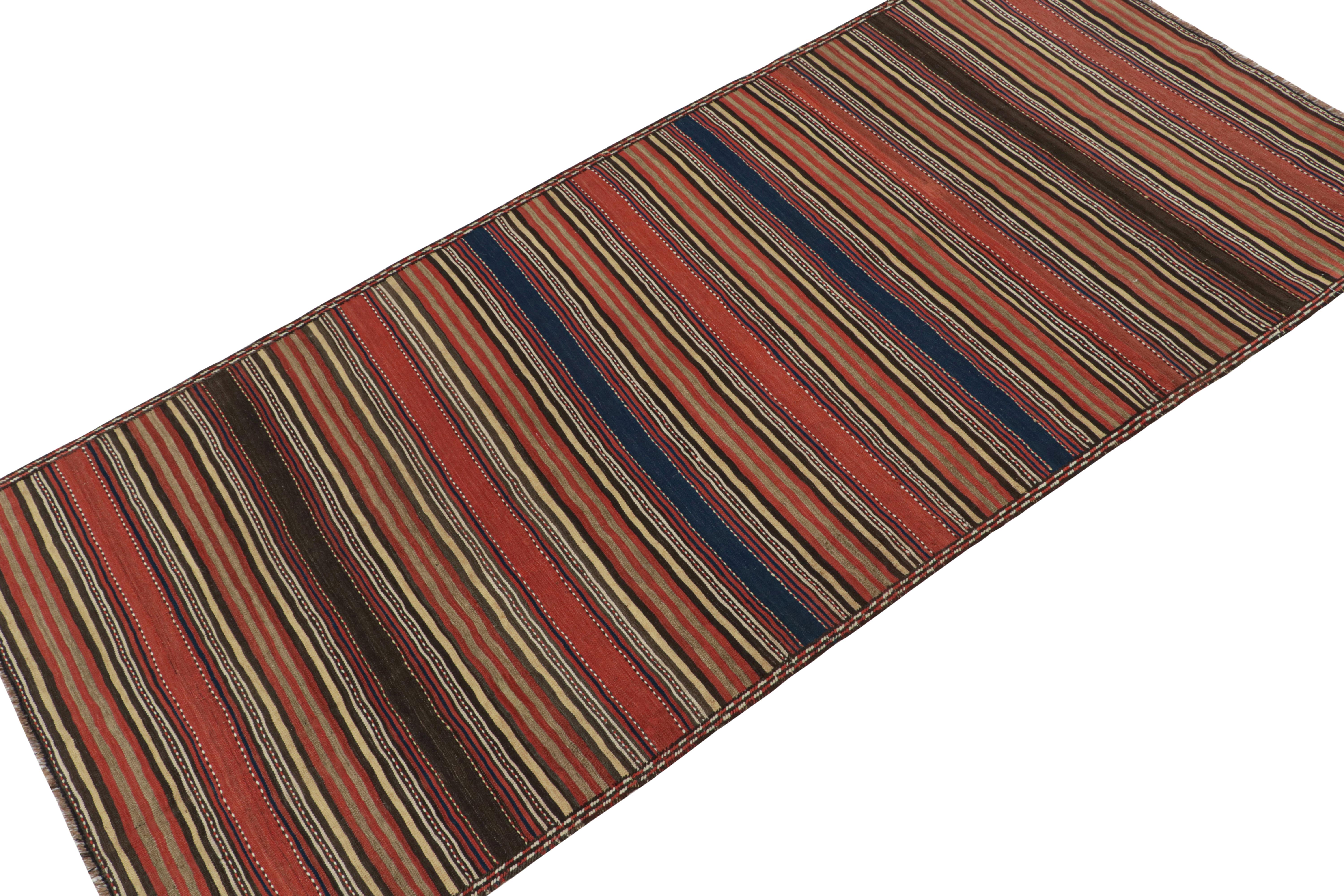 Hand-Knotted Vintage Quchan Persian Kilim in Polychromatic Stripes For Sale