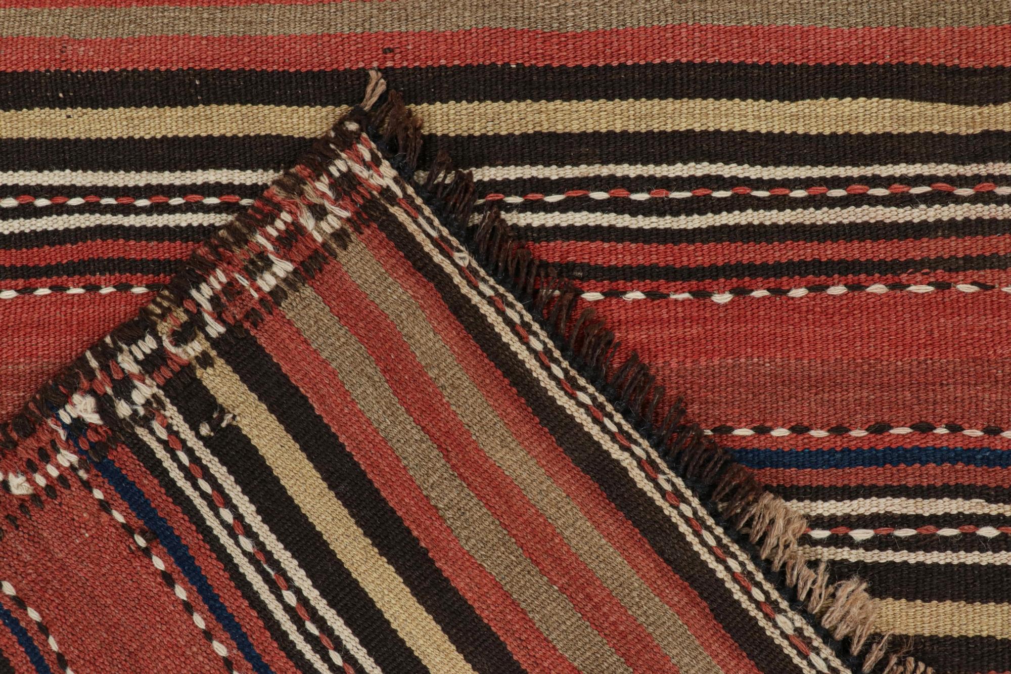 Wool Vintage Quchan Persian Kilim in Polychromatic Stripes For Sale