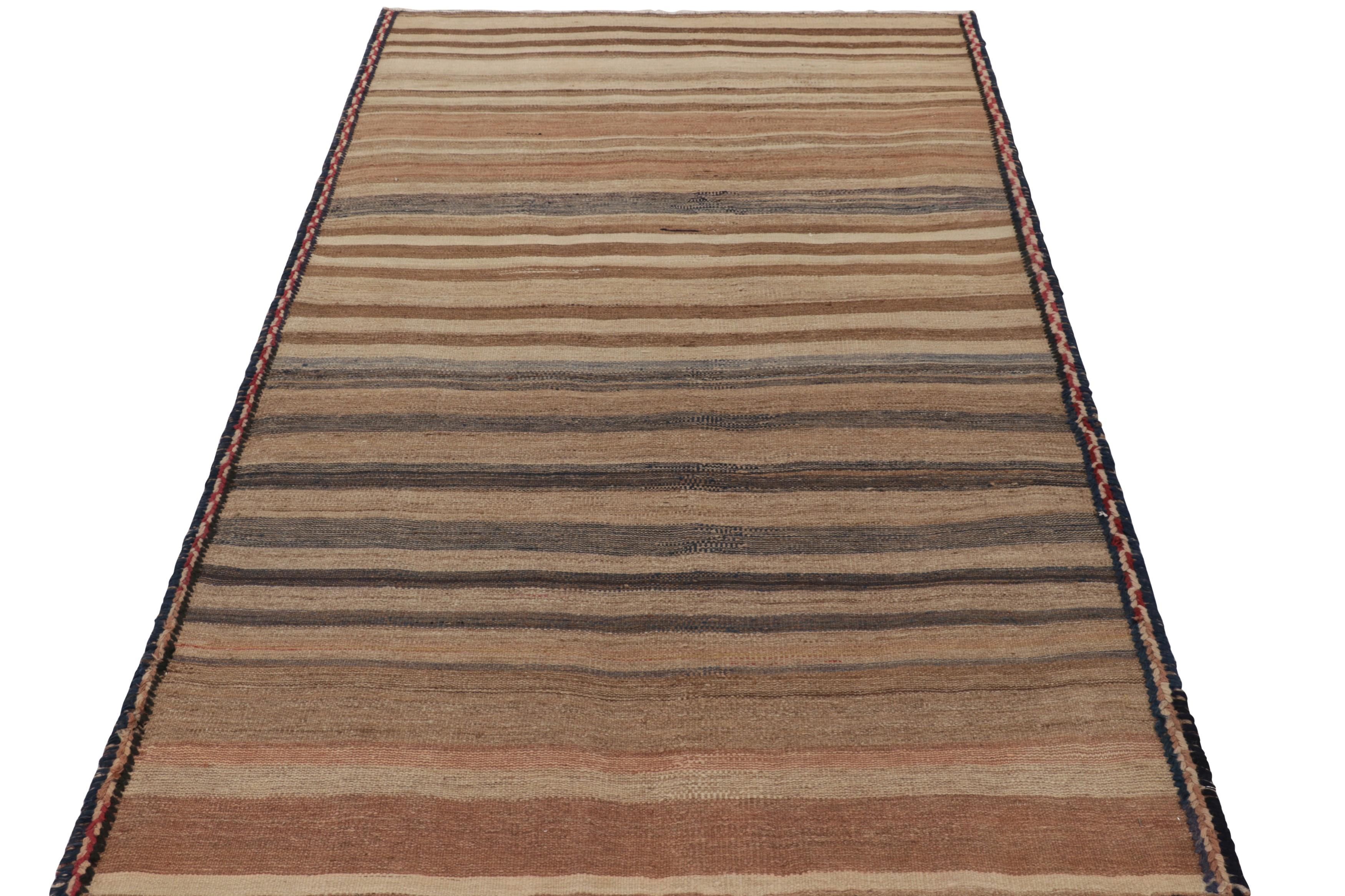 Mid-20th Century Vintage Quchan Persian Kilim Rug, Polychromatic Stripes - Rug & Kilim For Sale