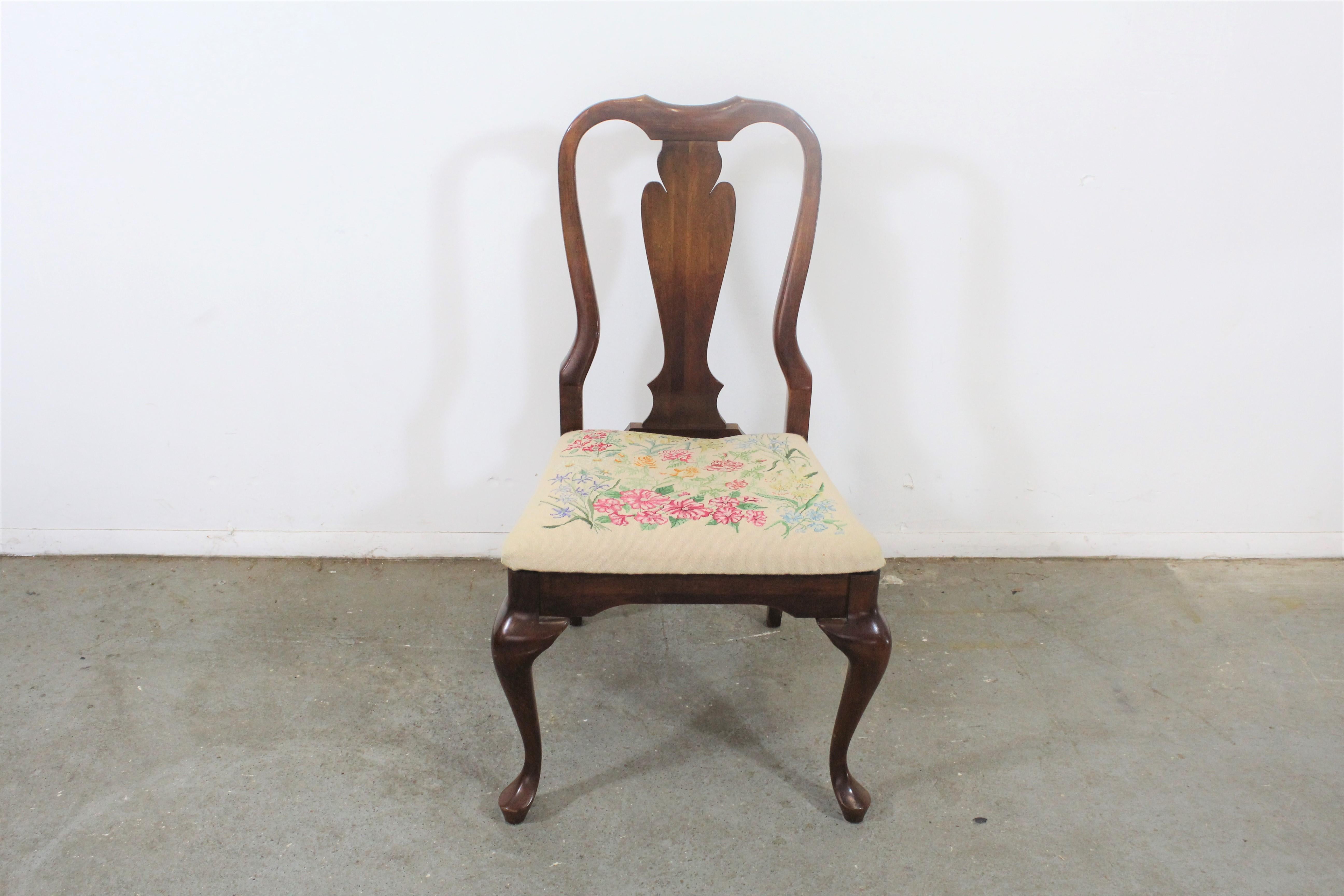 Vintage Queen Anne Cherry Floral Dining Side Chair 8