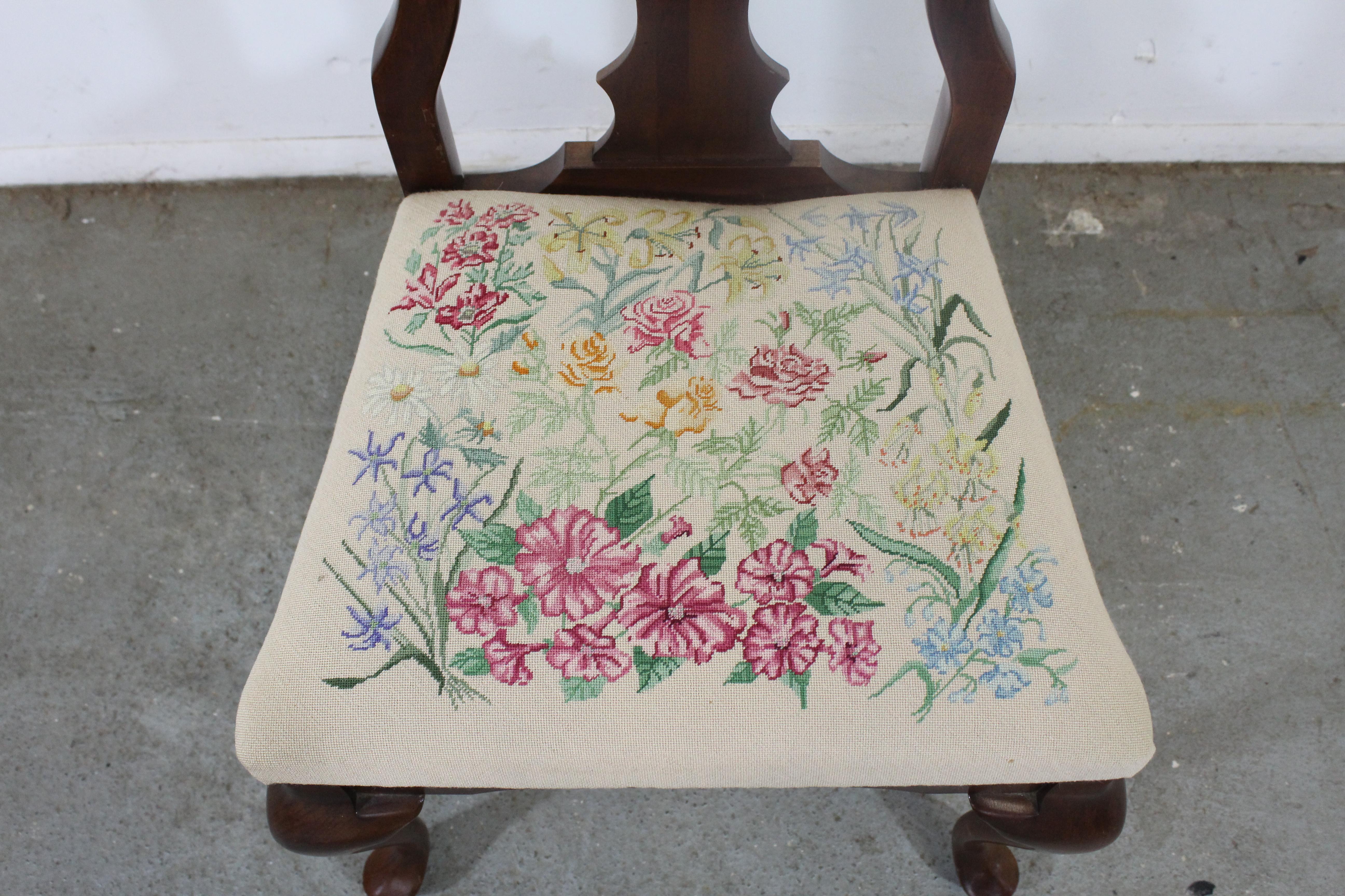 Vintage Queen Anne Cherry Floral Dining Side Chair 14